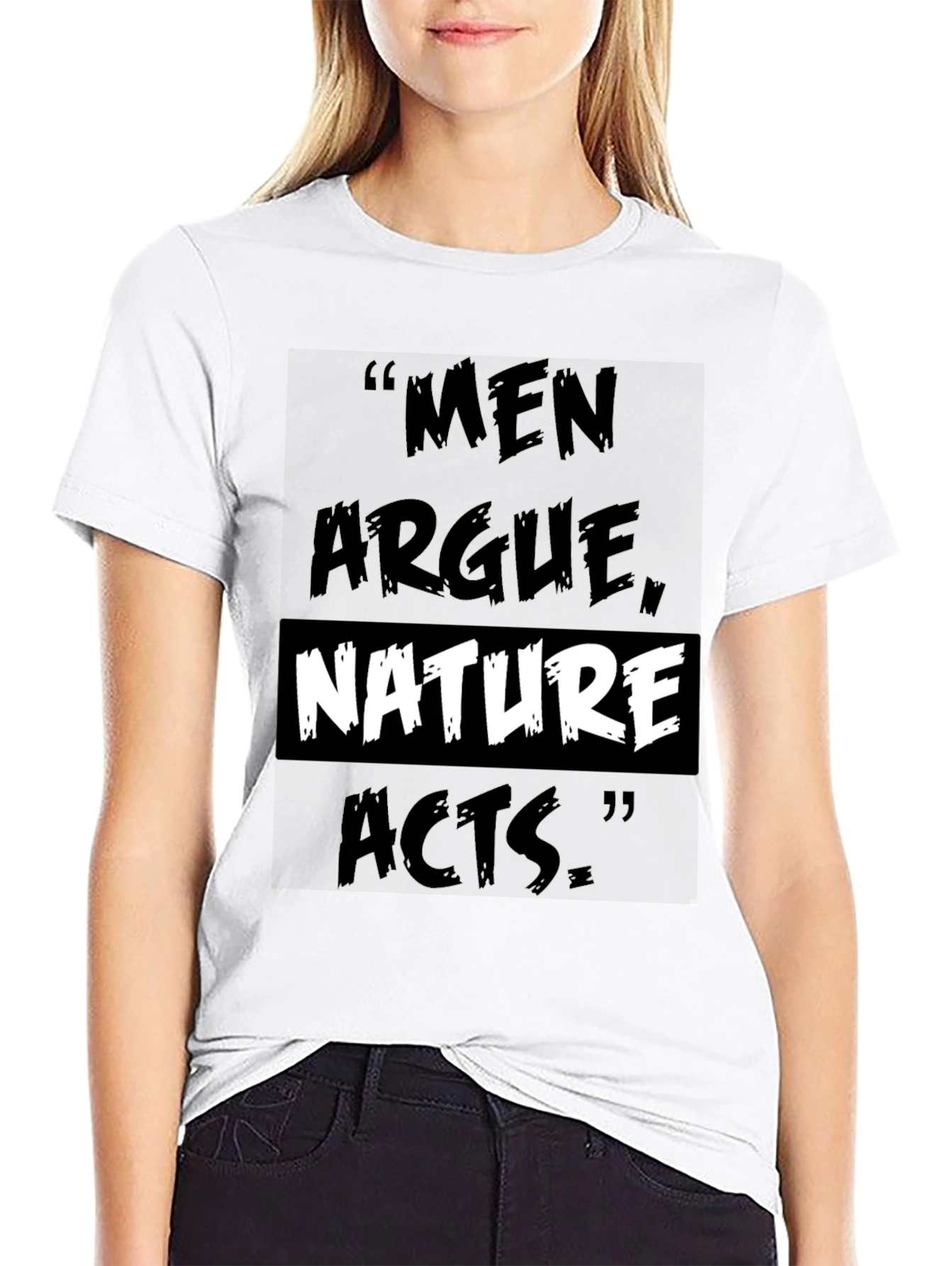 Camiseta Negra: Los Hombres Discuten la Naturaleza Actúa