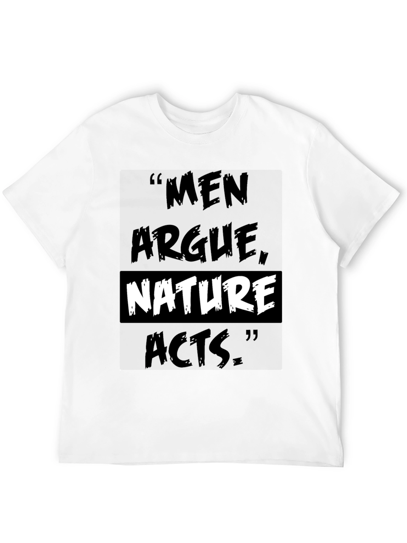 Camiseta Negra: Los Hombres Discuten la Naturaleza Actúa