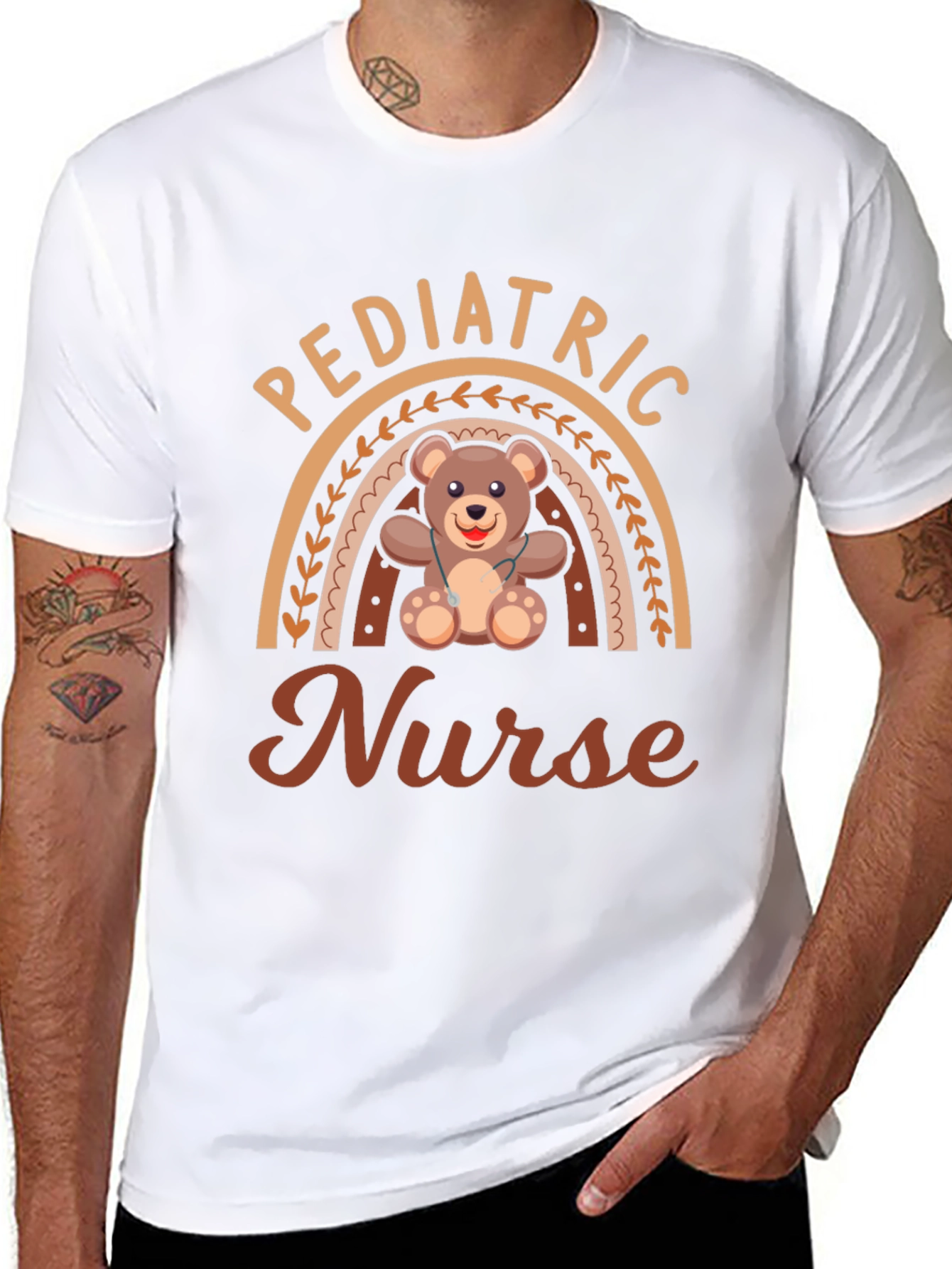 Camiseta enfermera pediátrica con diseño de osito