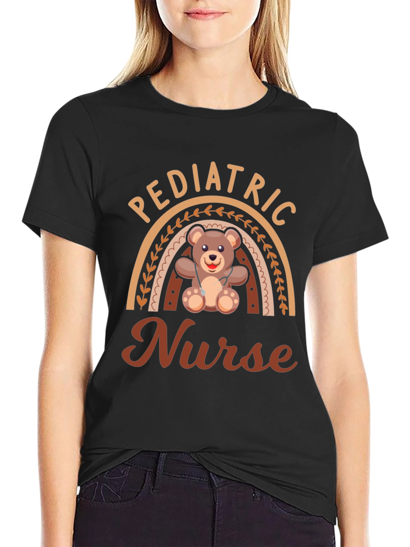 Camiseta enfermera pediátrica con diseño de osito