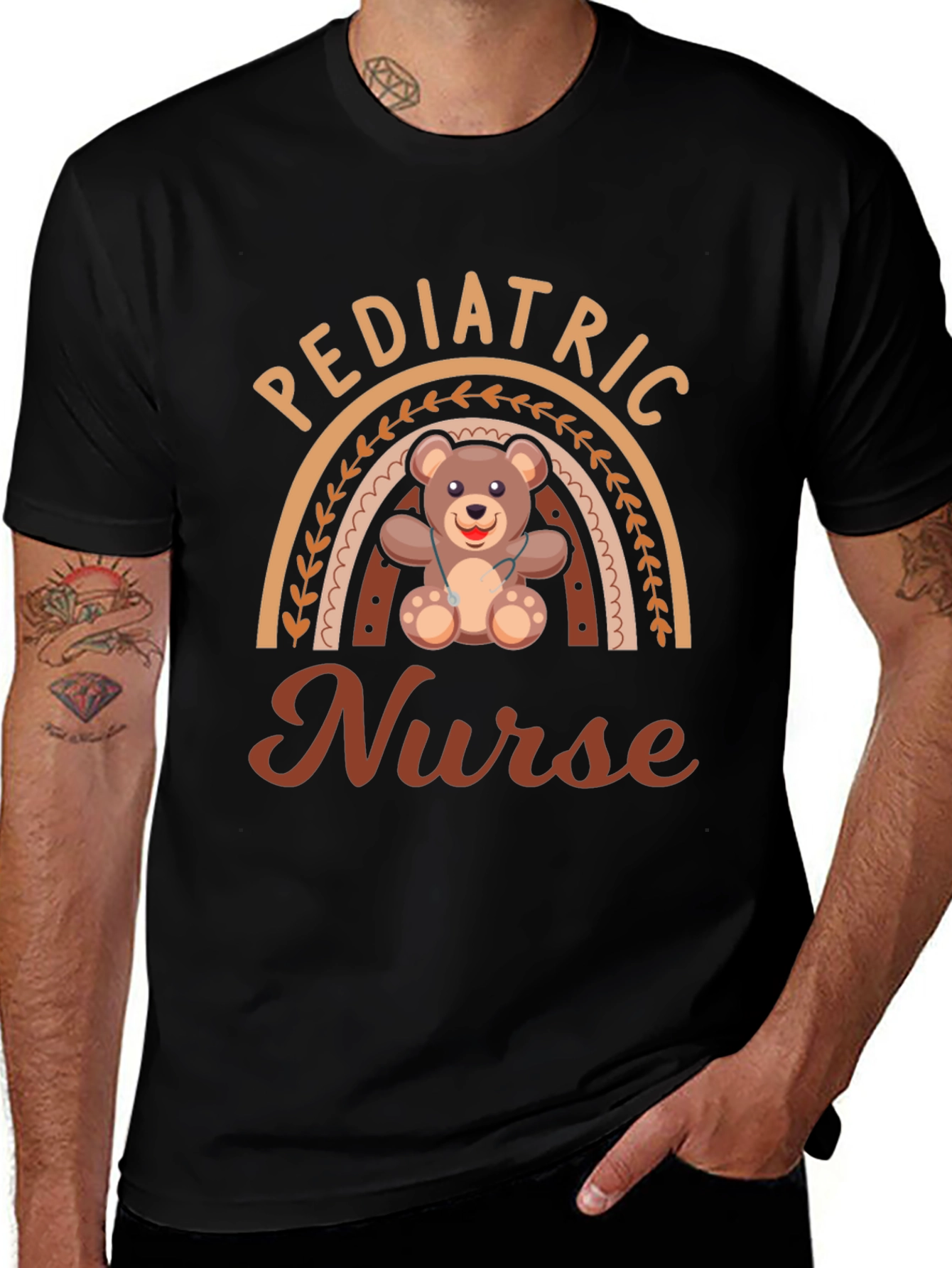 Camiseta enfermera pediátrica con diseño de osito
