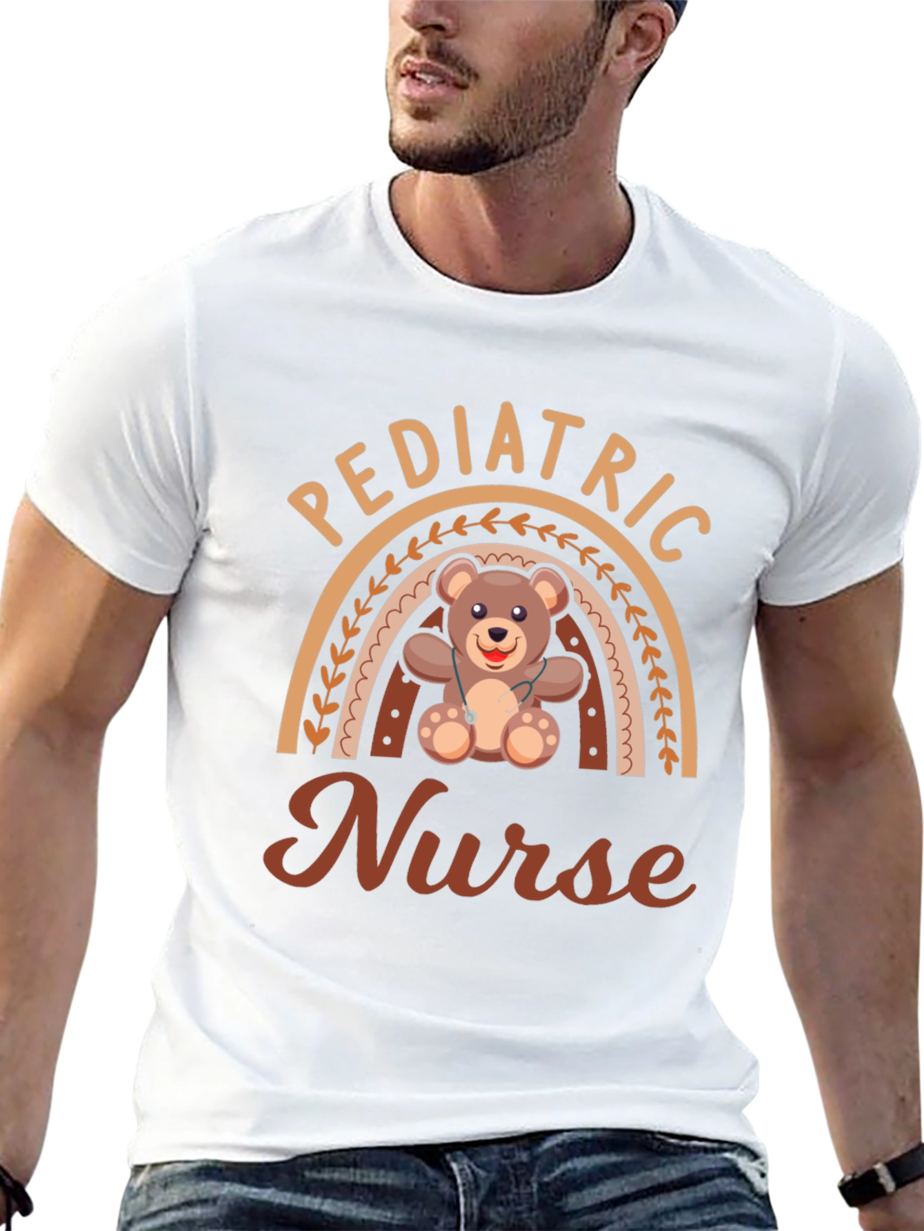 Camiseta enfermera pediátrica con diseño de osito