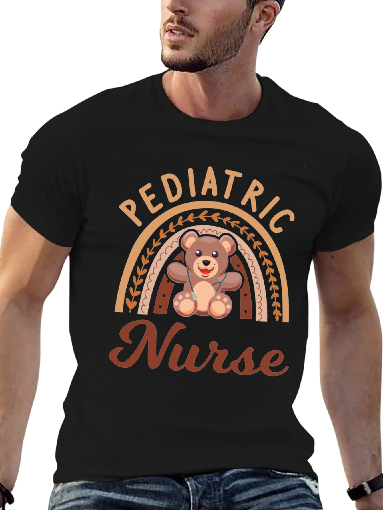 Camiseta enfermera pediátrica con diseño de osito