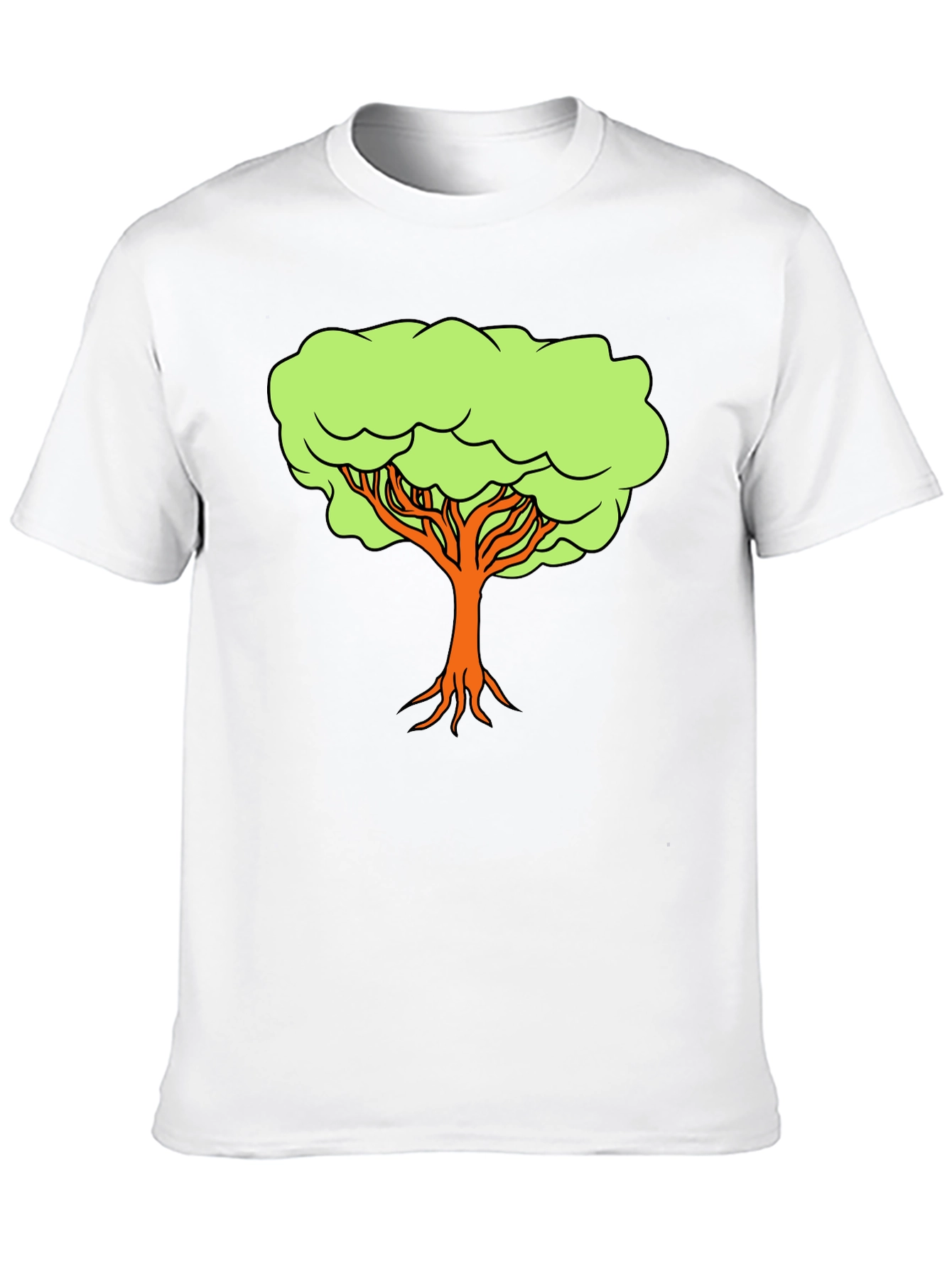 Camiseta Negra con Diseño de Árbol Animado