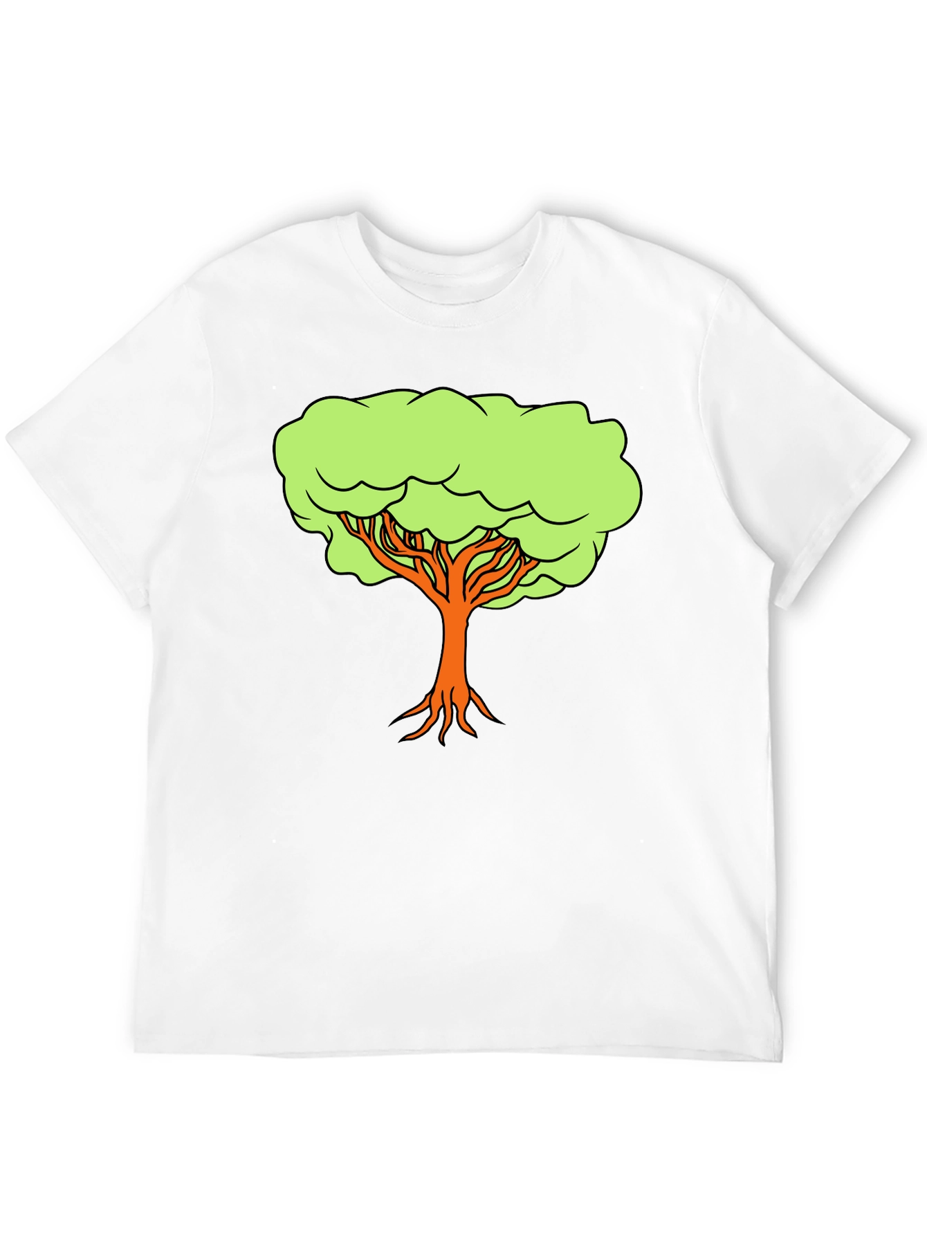 Camiseta Negra con Diseño de Árbol Animado