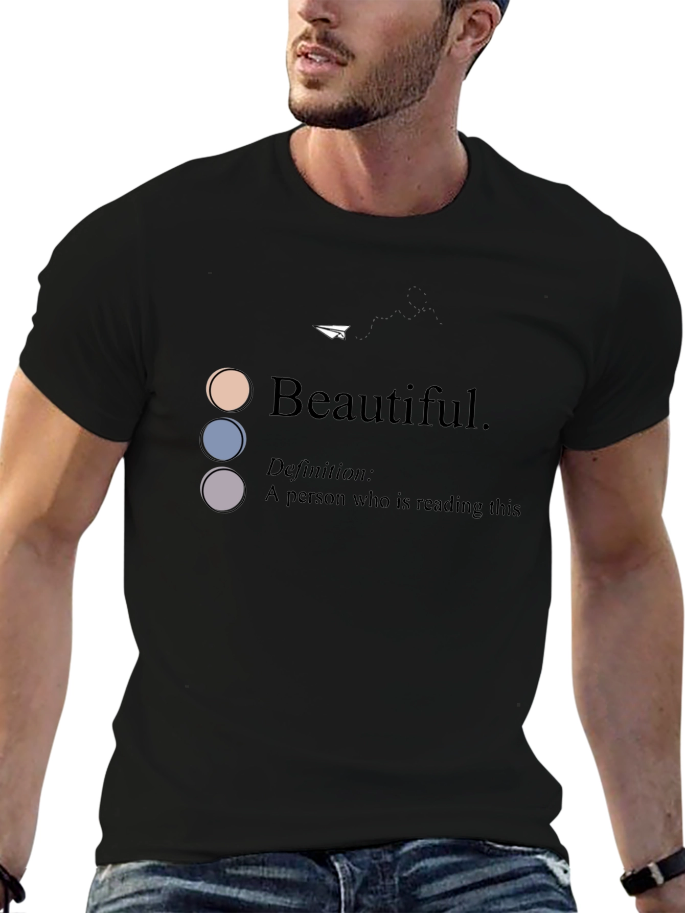 Camiseta Negra con Diseño Beautiful para Hombre