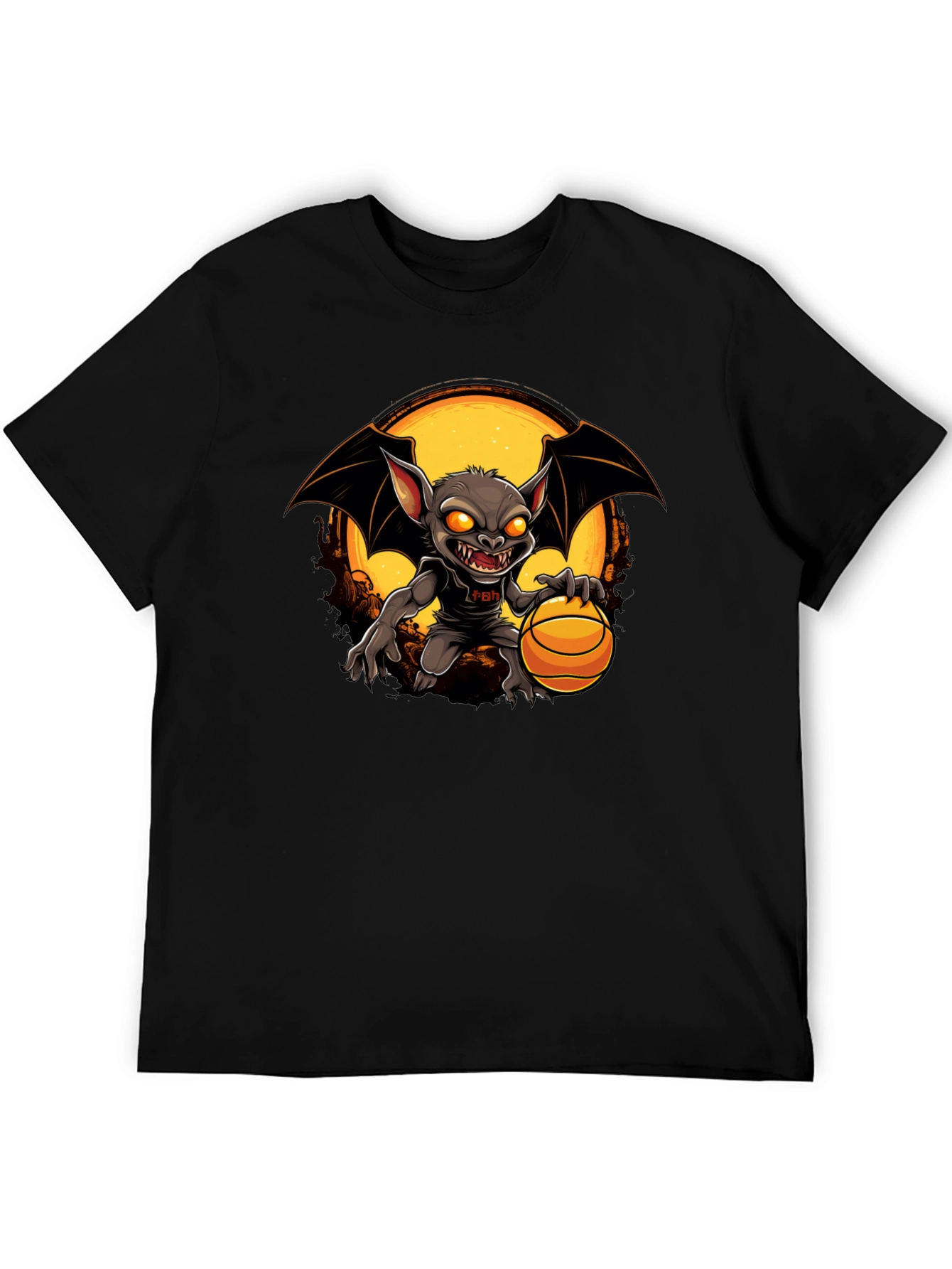 Camiseta Negra con Diseño de Murciélago Baloncestista