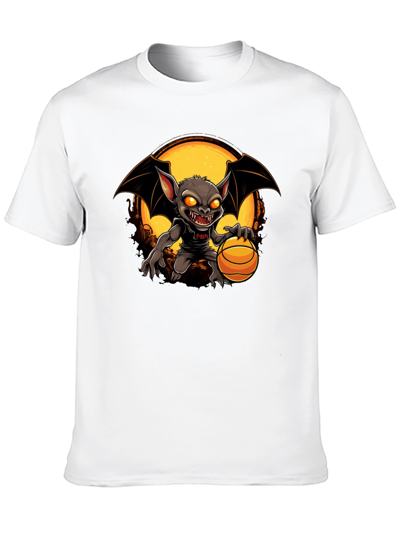 Camiseta Negra con Diseño de Murciélago Baloncestista