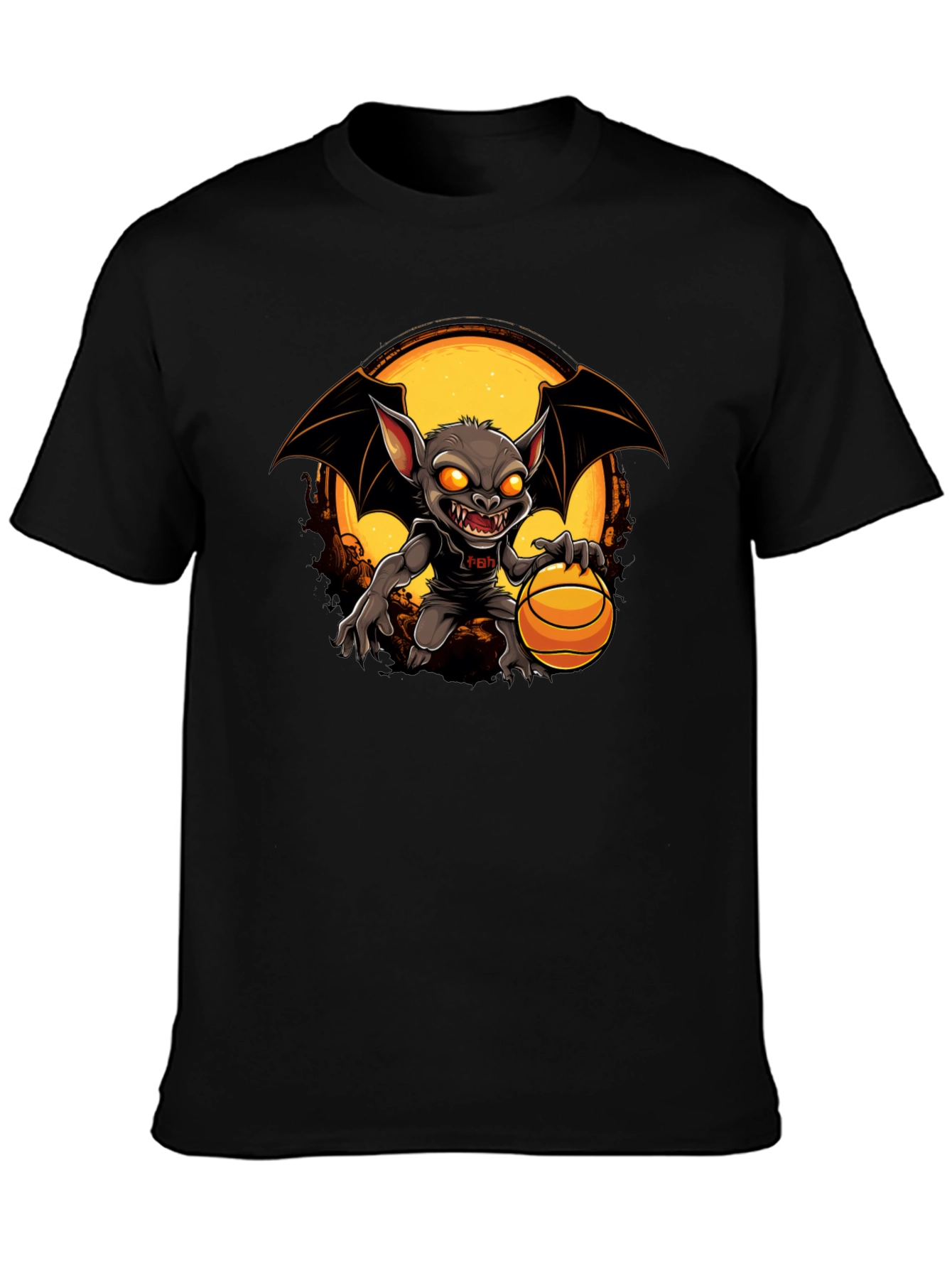 Camiseta Negra con Diseño de Murciélago Baloncestista