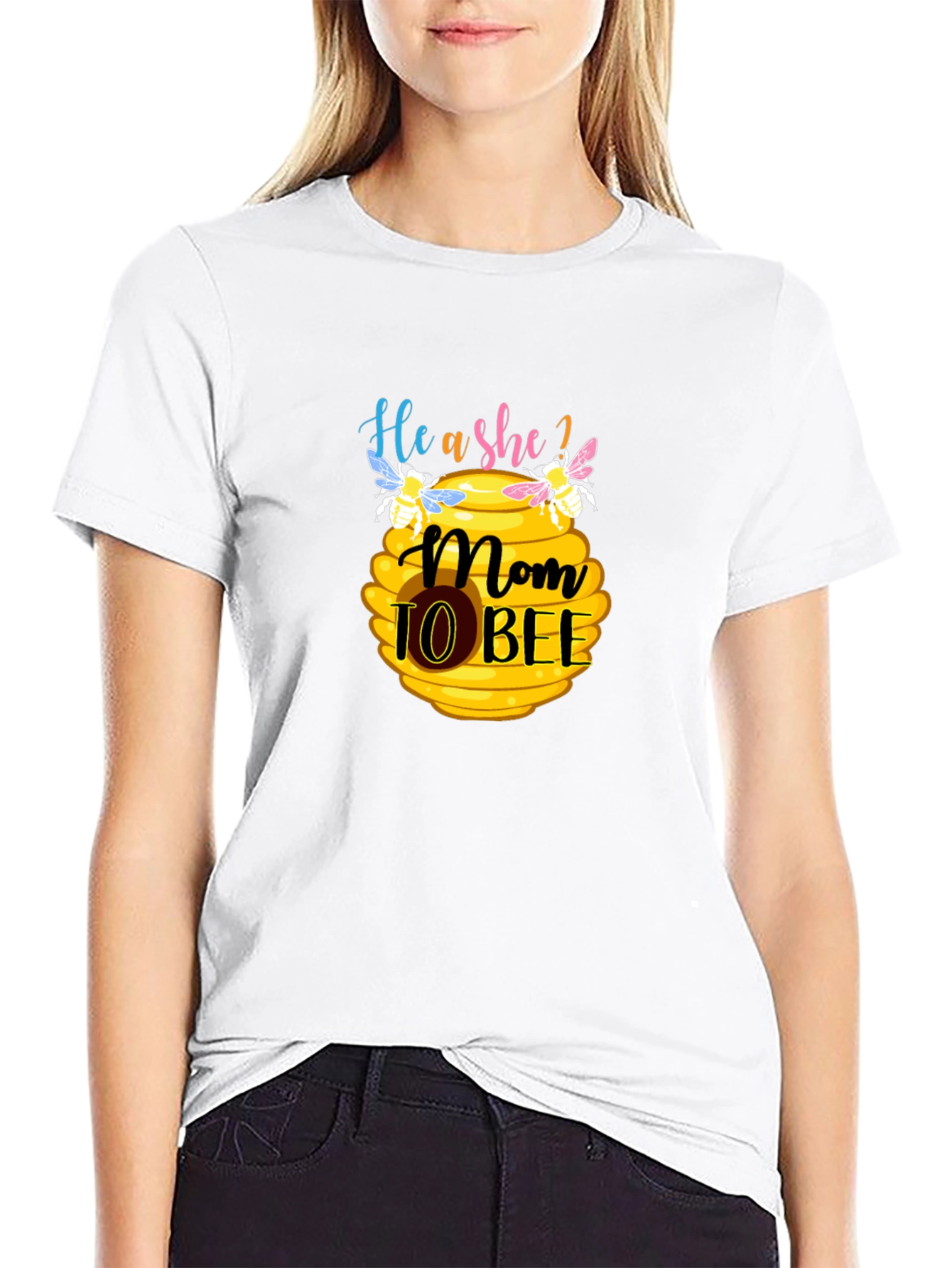 Camiseta Negra Mom to Bee para Futura Mamá