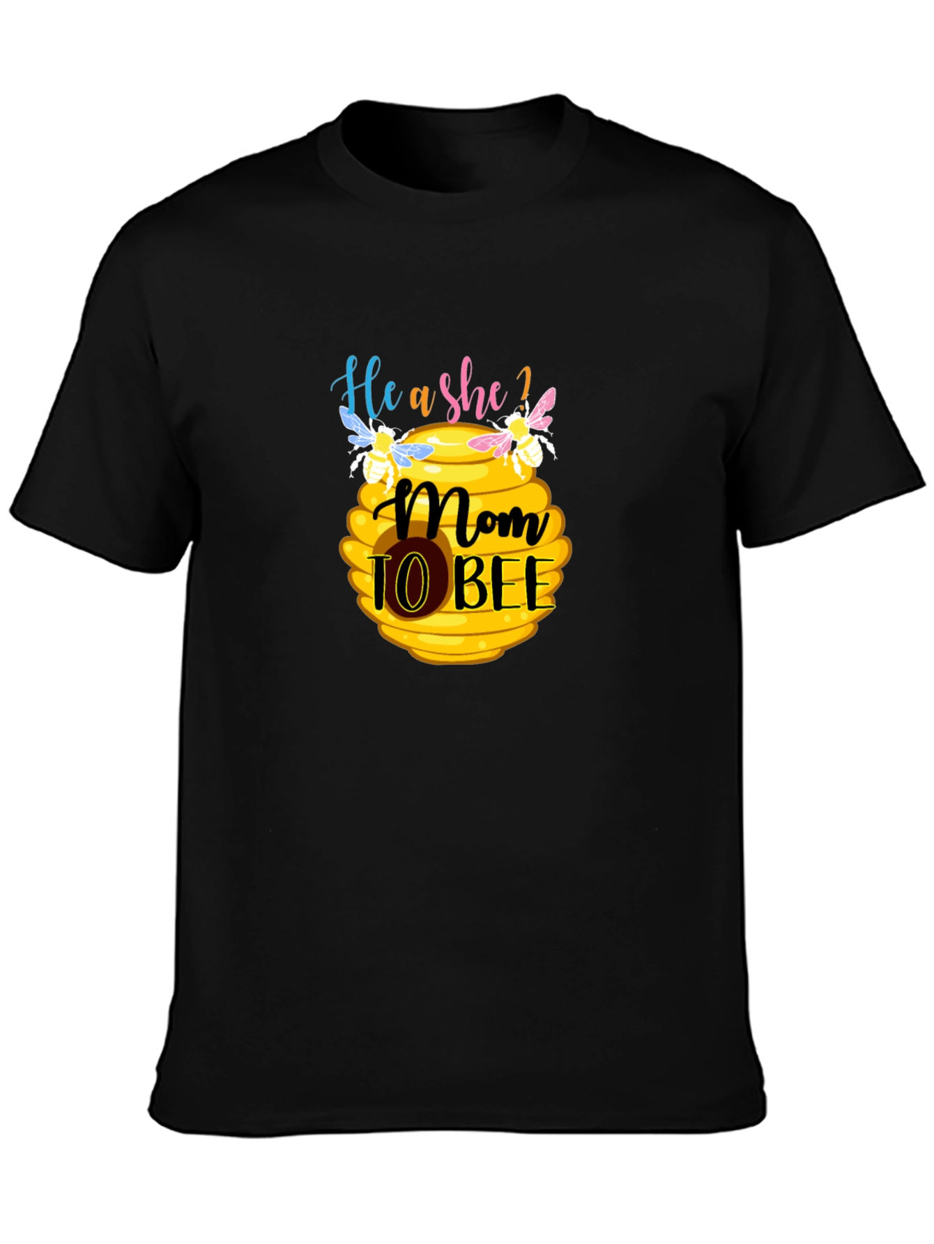 Camiseta Negra Mom to Bee para Futura Mamá