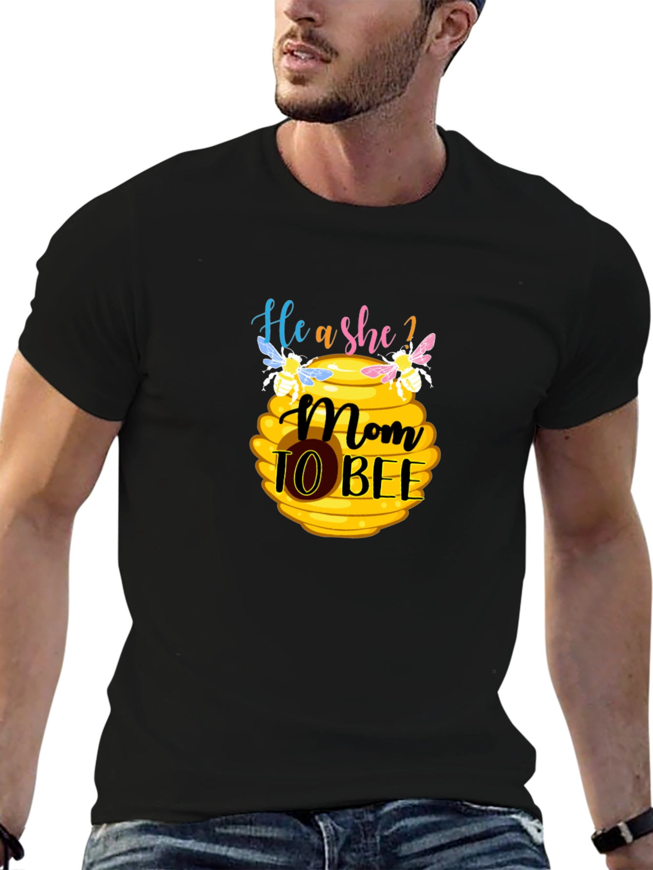 Camiseta Negra Mom to Bee para Futura Mamá
