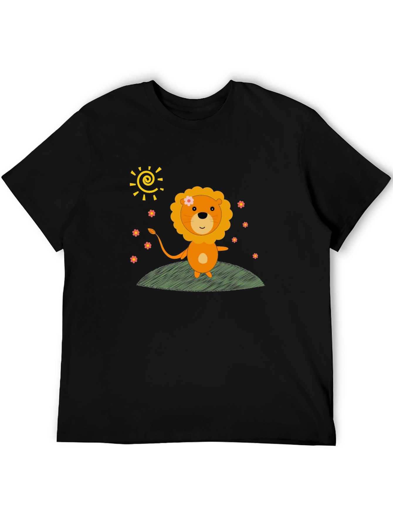 Camiseta Negra con Diseño de León Alegre