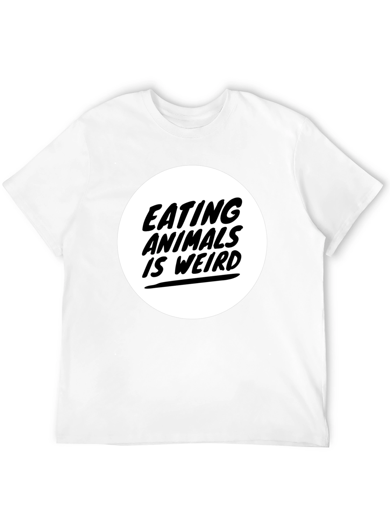 Camiseta Negra con Diseño Comer Animales es Raro