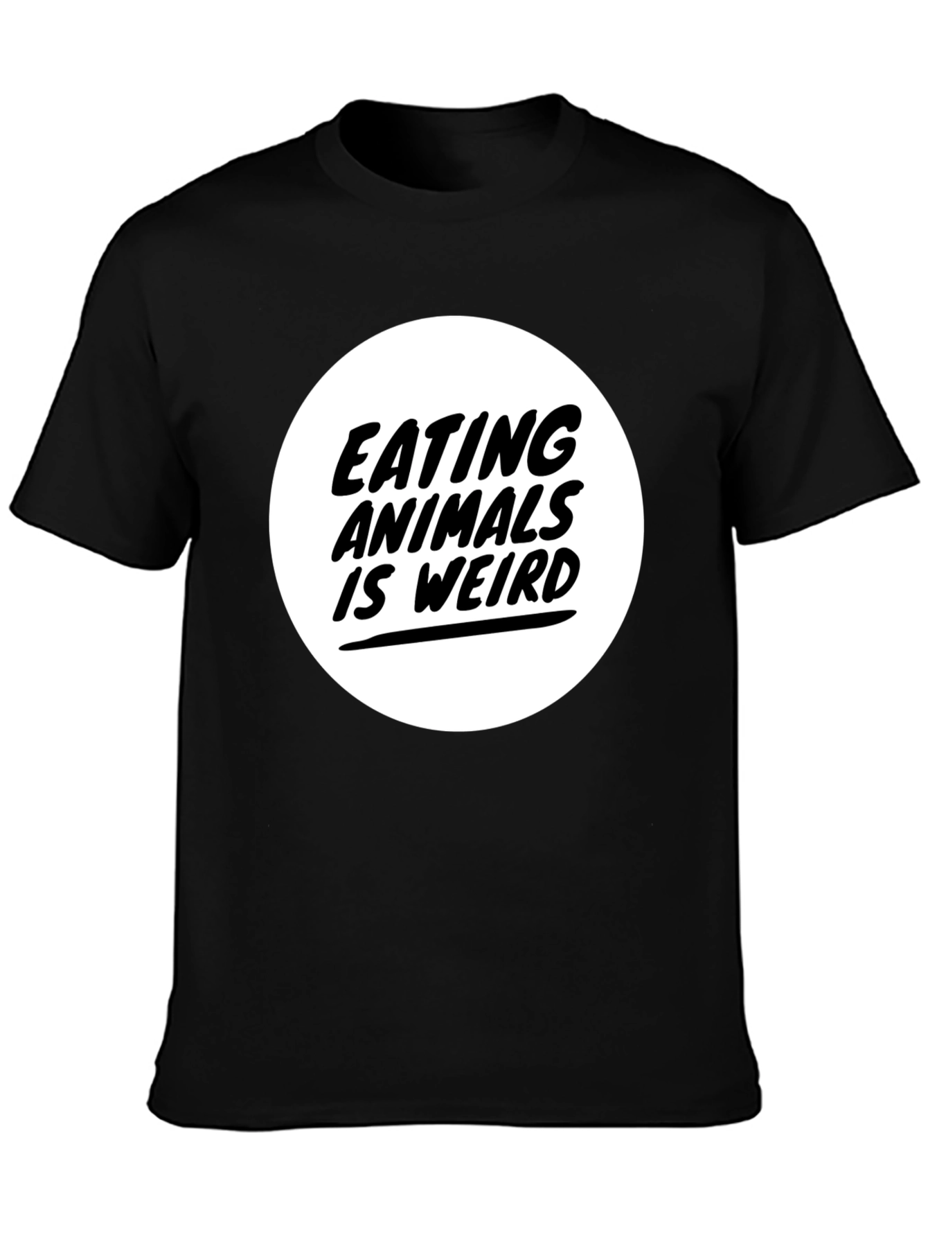 Camiseta Negra con Diseño Comer Animales es Raro