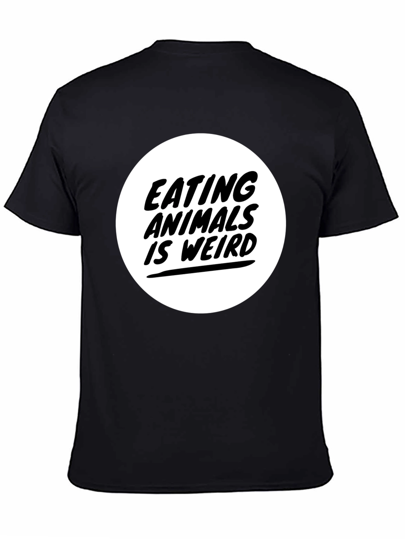 Camiseta Negra con Diseño Comer Animales es Raro