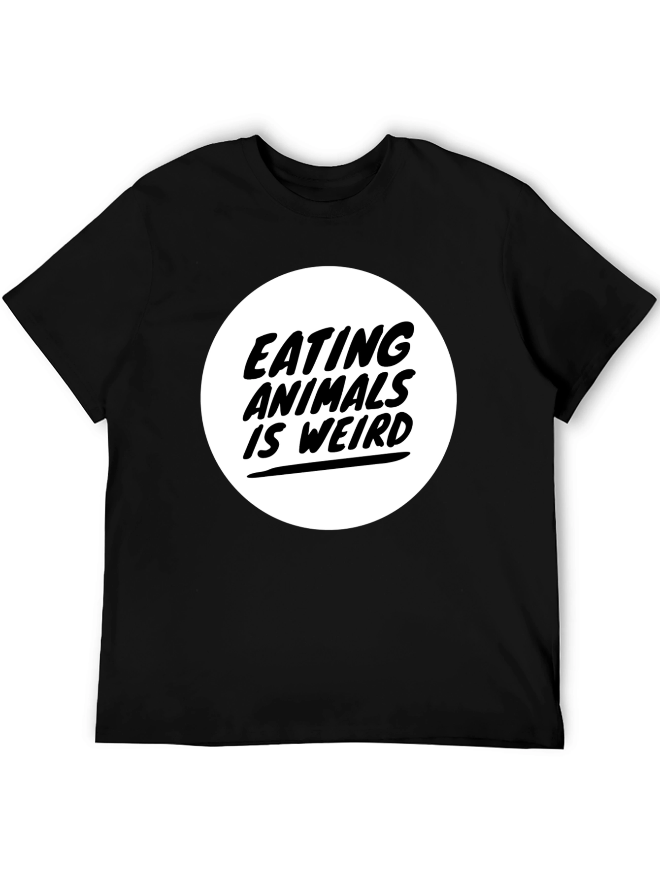 Camiseta Negra con Diseño Comer Animales es Raro