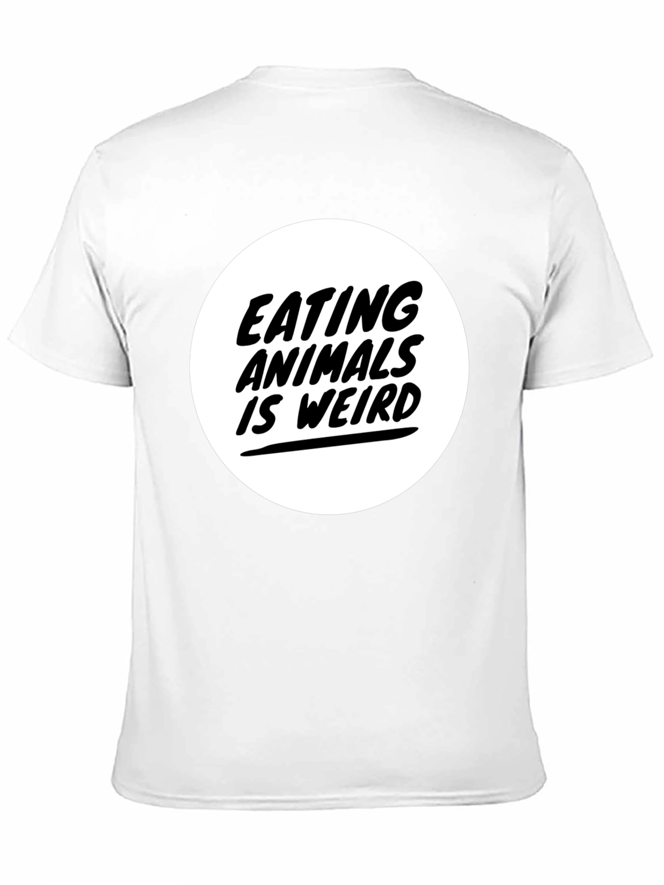 Camiseta Negra con Diseño Comer Animales es Raro