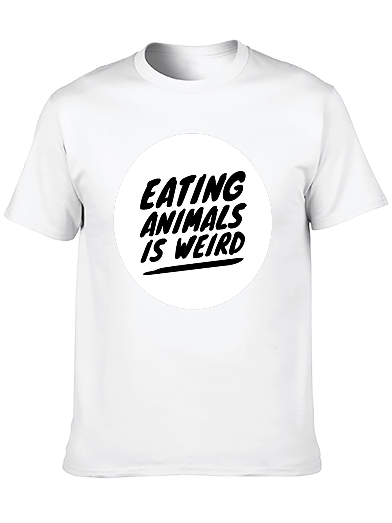 Camiseta Negra con Diseño Comer Animales es Raro