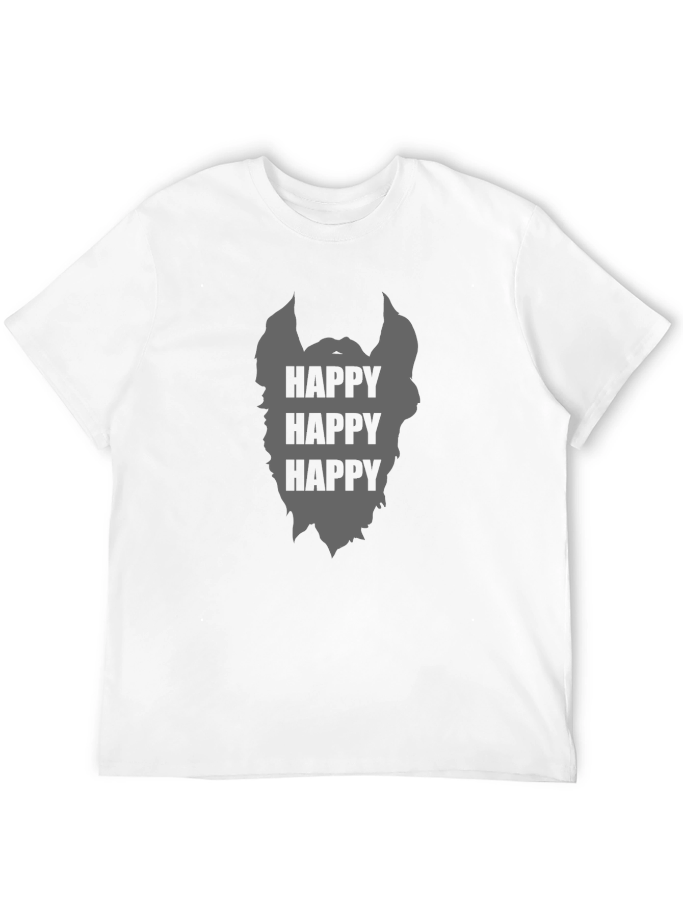 Camiseta Negra Hombre Barba Feliz Casual