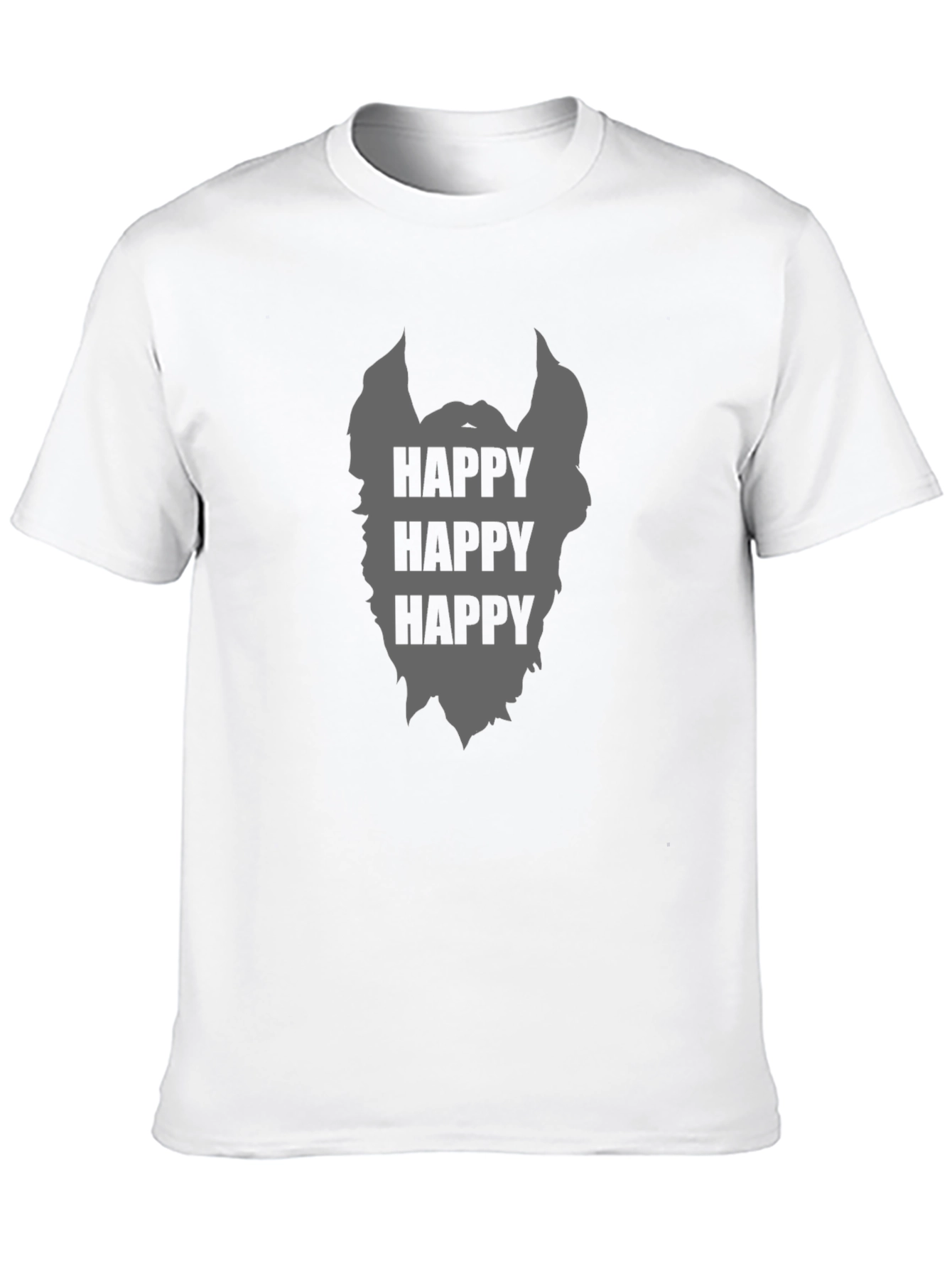 Camiseta Negra Hombre Barba Feliz Casual