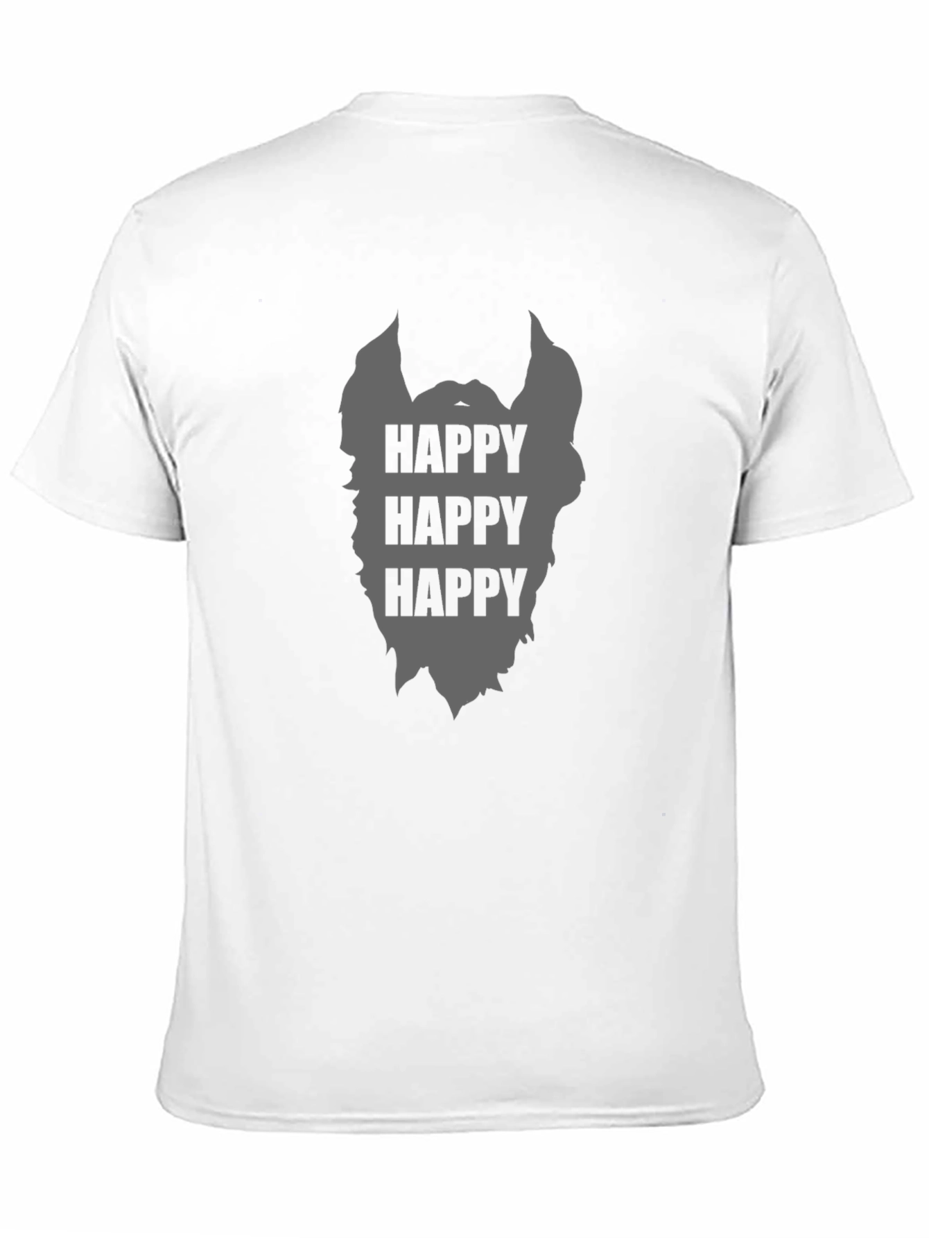 Camiseta Negra Hombre Barba Feliz Casual