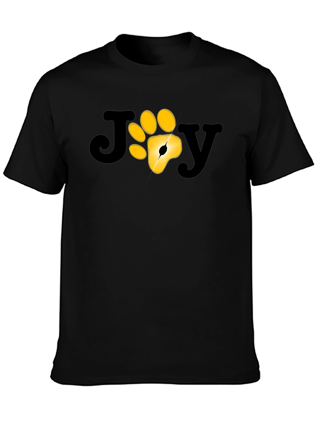 Camiseta Negra JOY con Huella de Pata Dorada