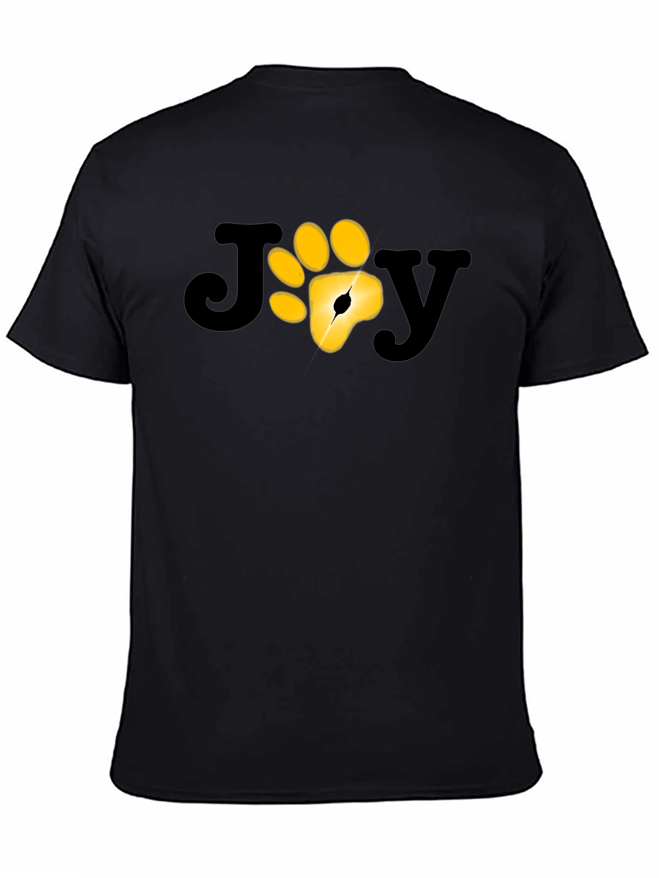 Camiseta Negra JOY con Huella de Pata Dorada