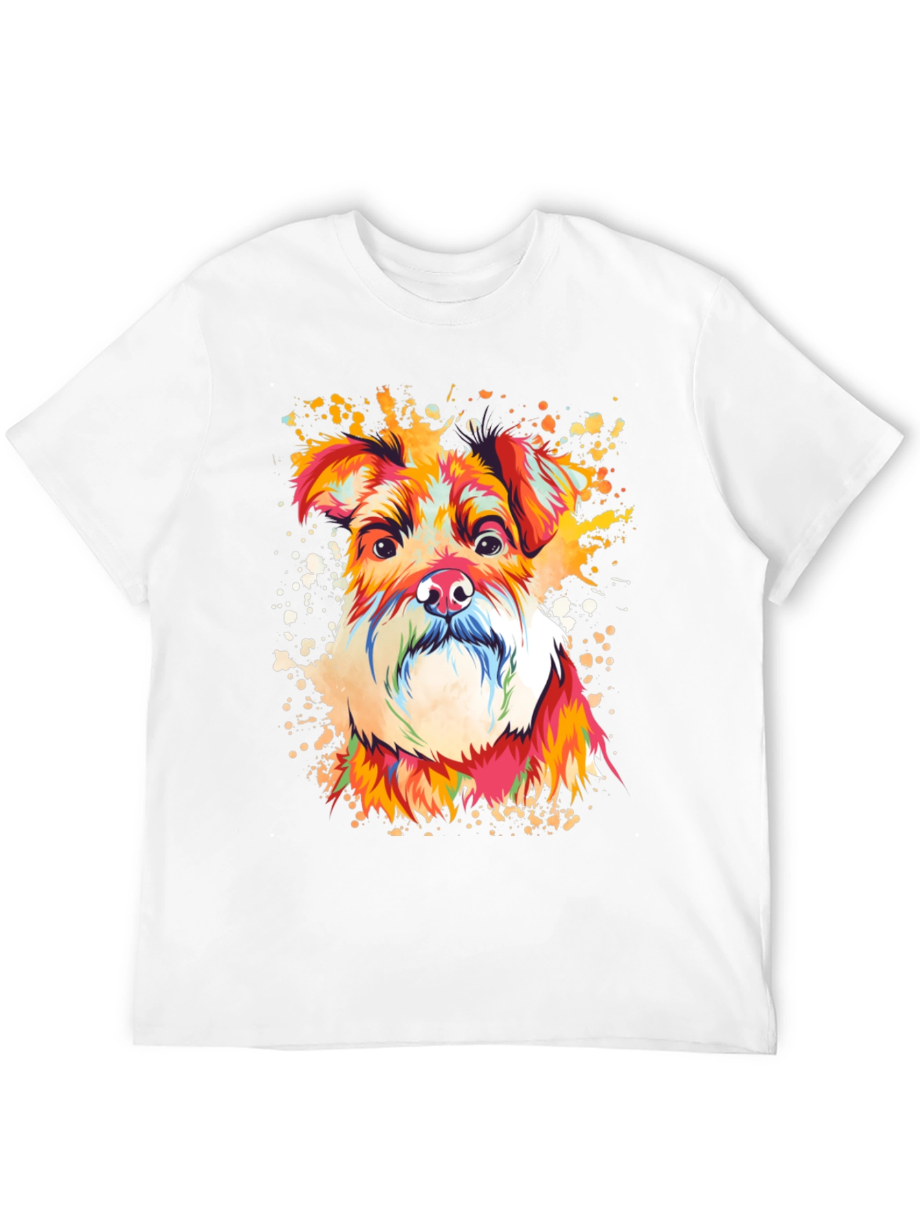 Camiseta Negra con Diseño de Perro Schnauzer Artístico