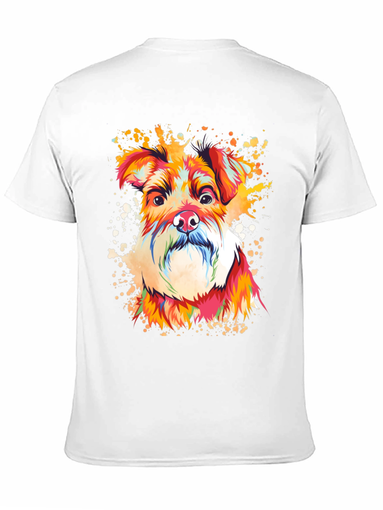 Camiseta Negra con Diseño de Perro Schnauzer Artístico