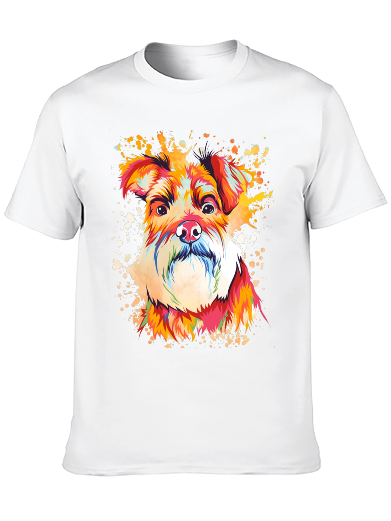 Camiseta Negra con Diseño de Perro Schnauzer Artístico