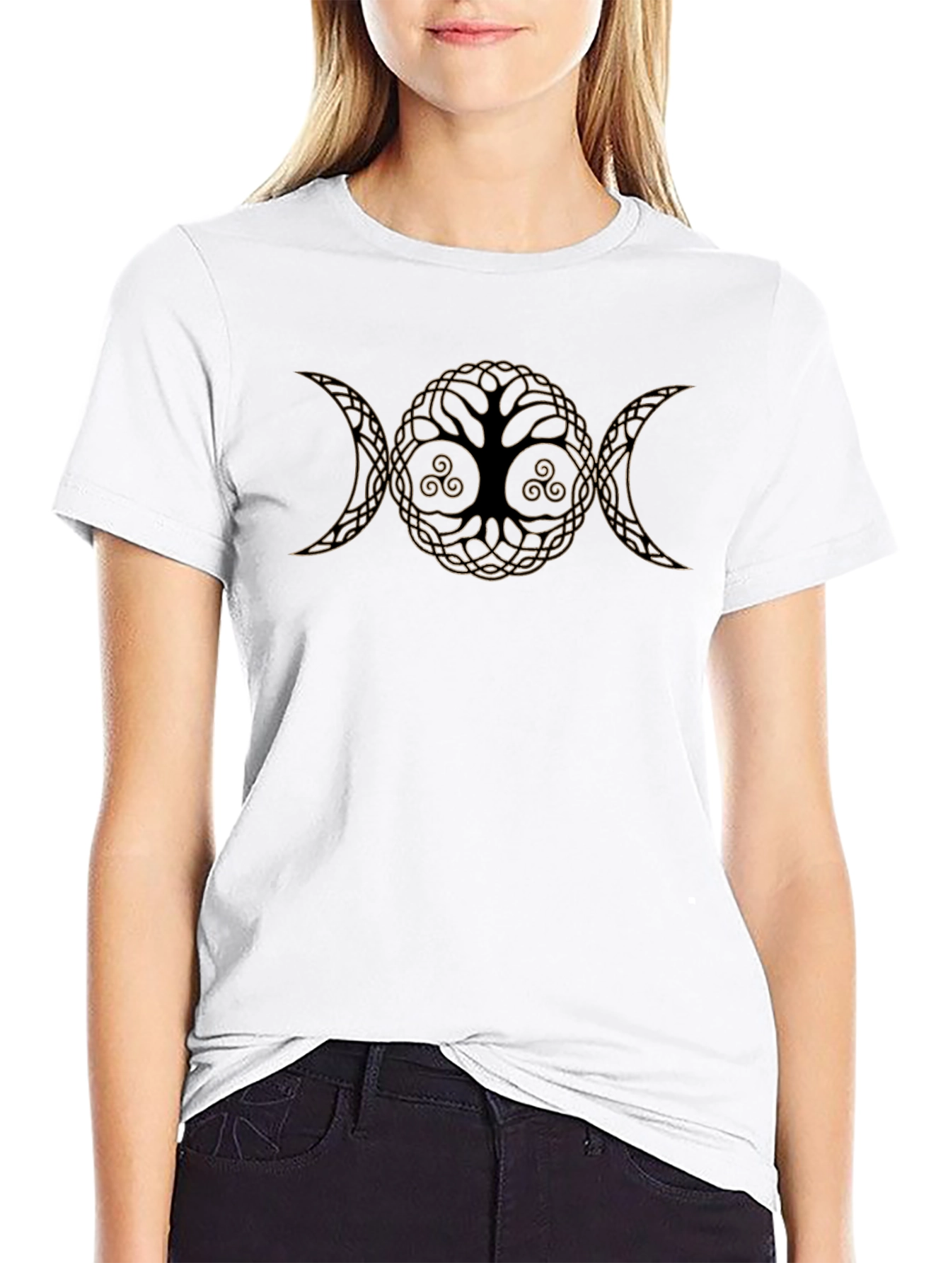 Camiseta Negra Árbol de la Vida Triple Diosa