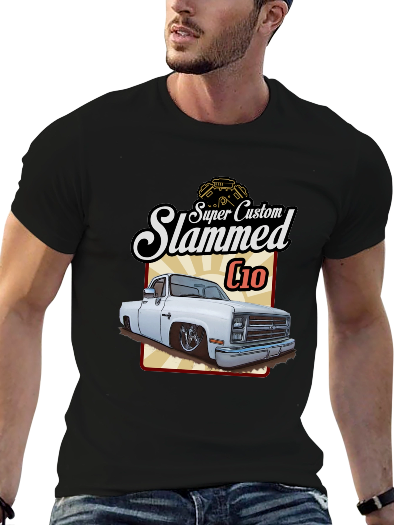 Camiseta Negra C10 Slammed Super Custom