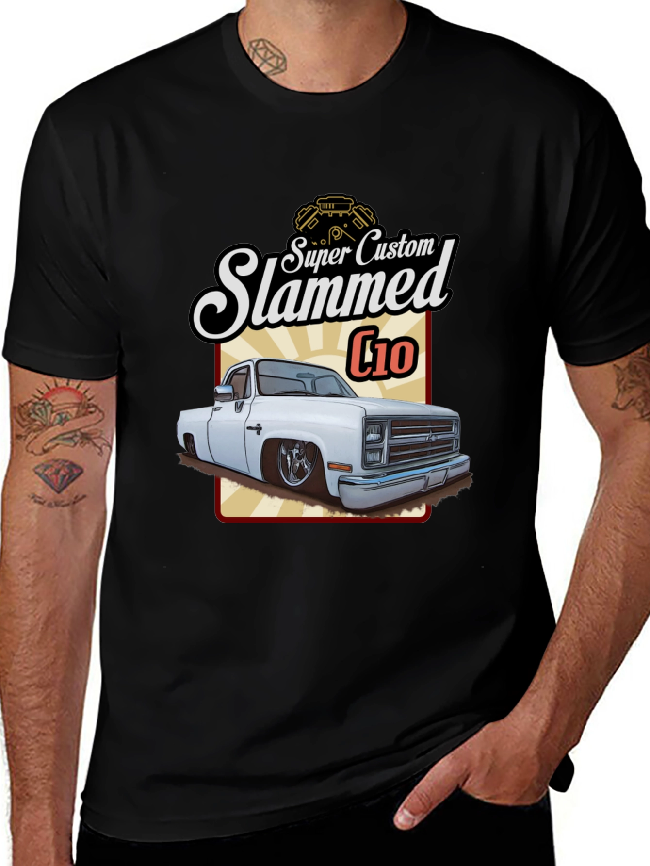 Camiseta Negra C10 Slammed Super Custom