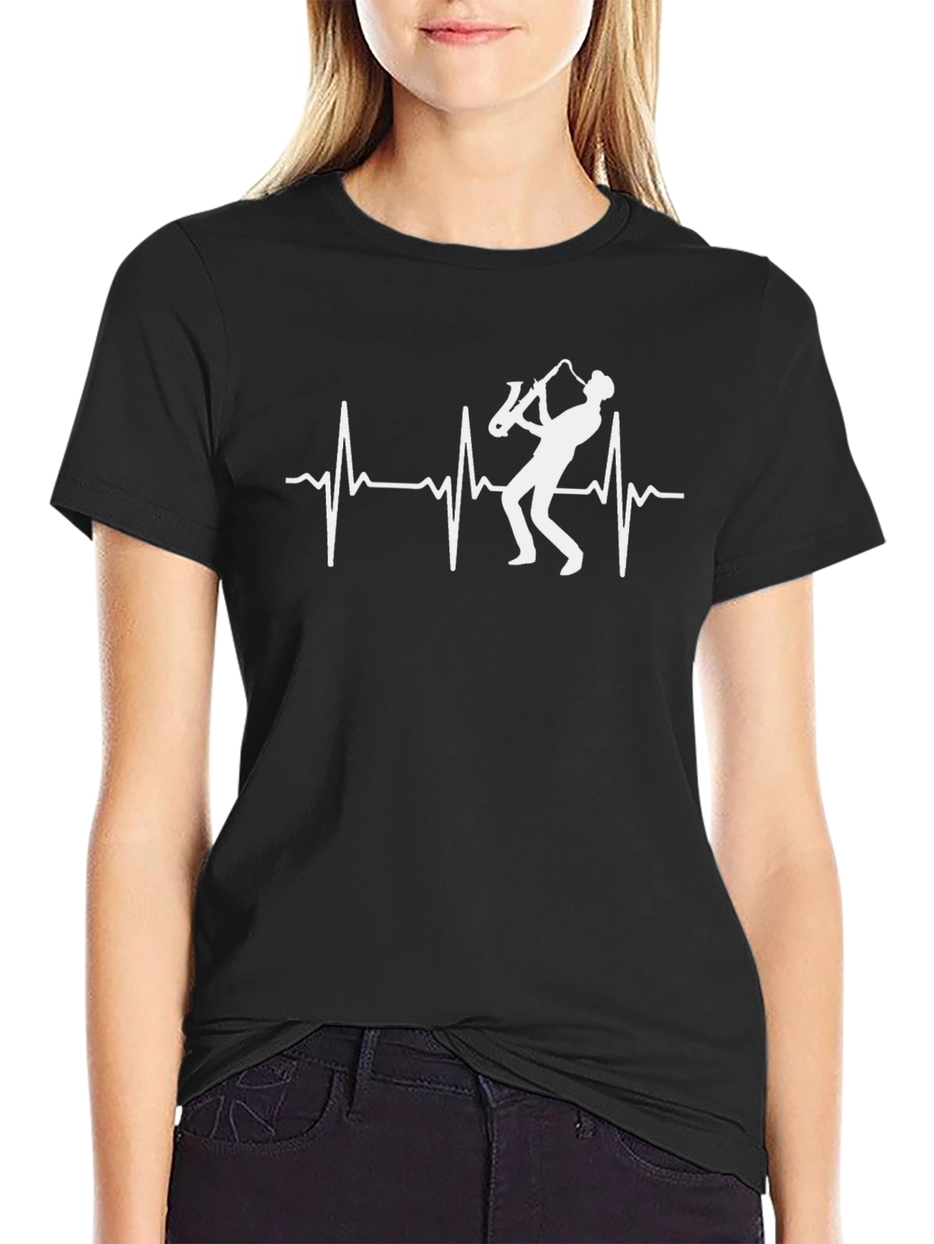 Camiseta Negra Saxofón Pulso Vital