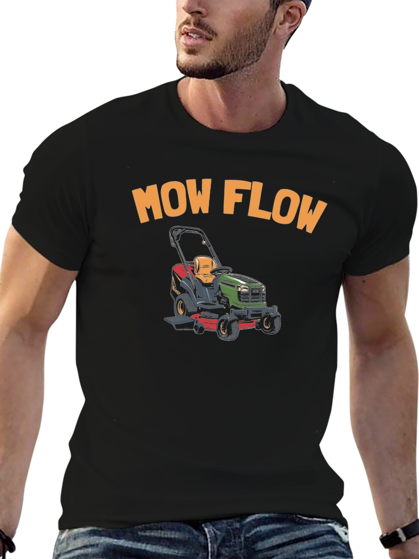 Camiseta Negra Mow Flow para Amantes del Jardín
