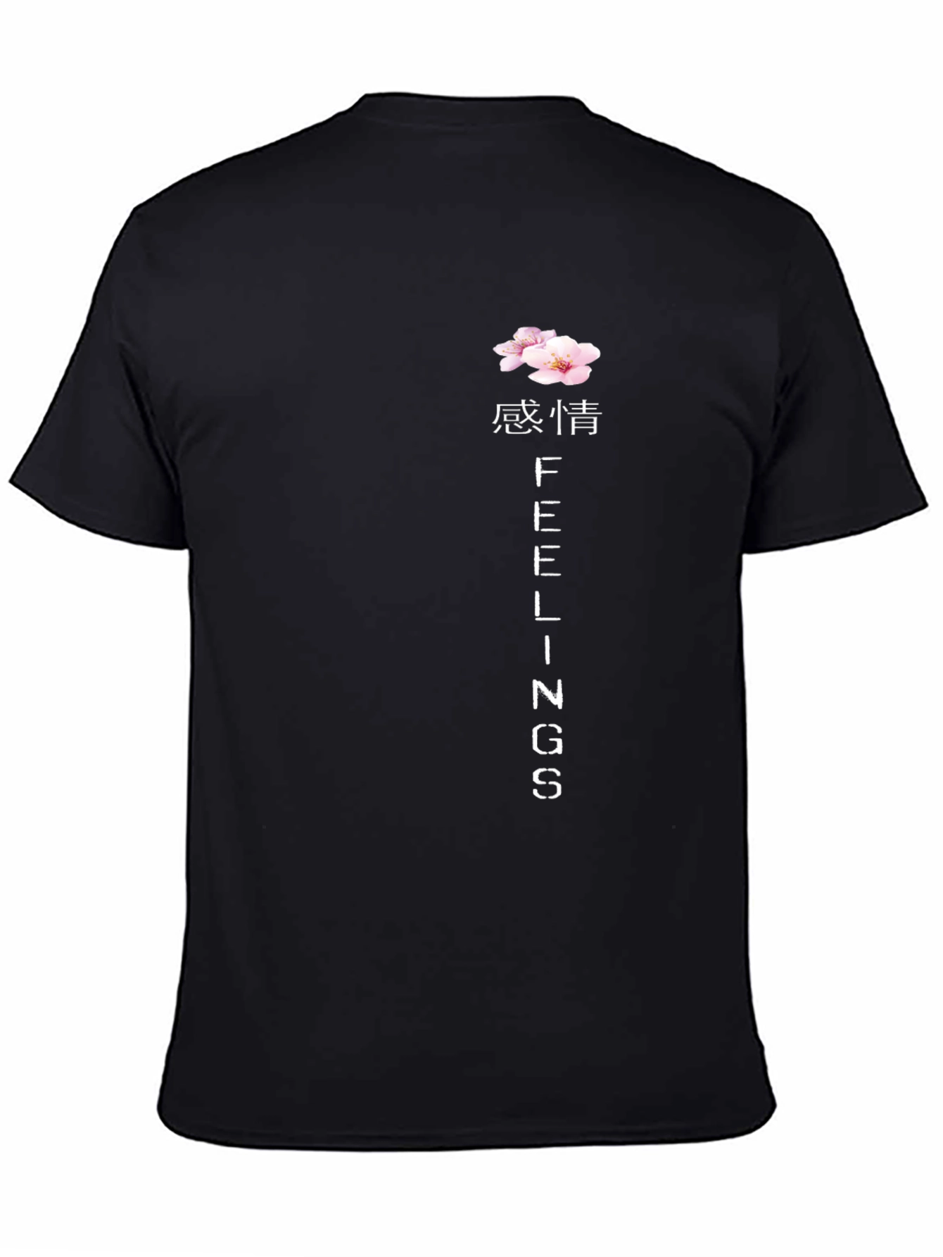 Camiseta Negra Sentimientos Estilo Japonés