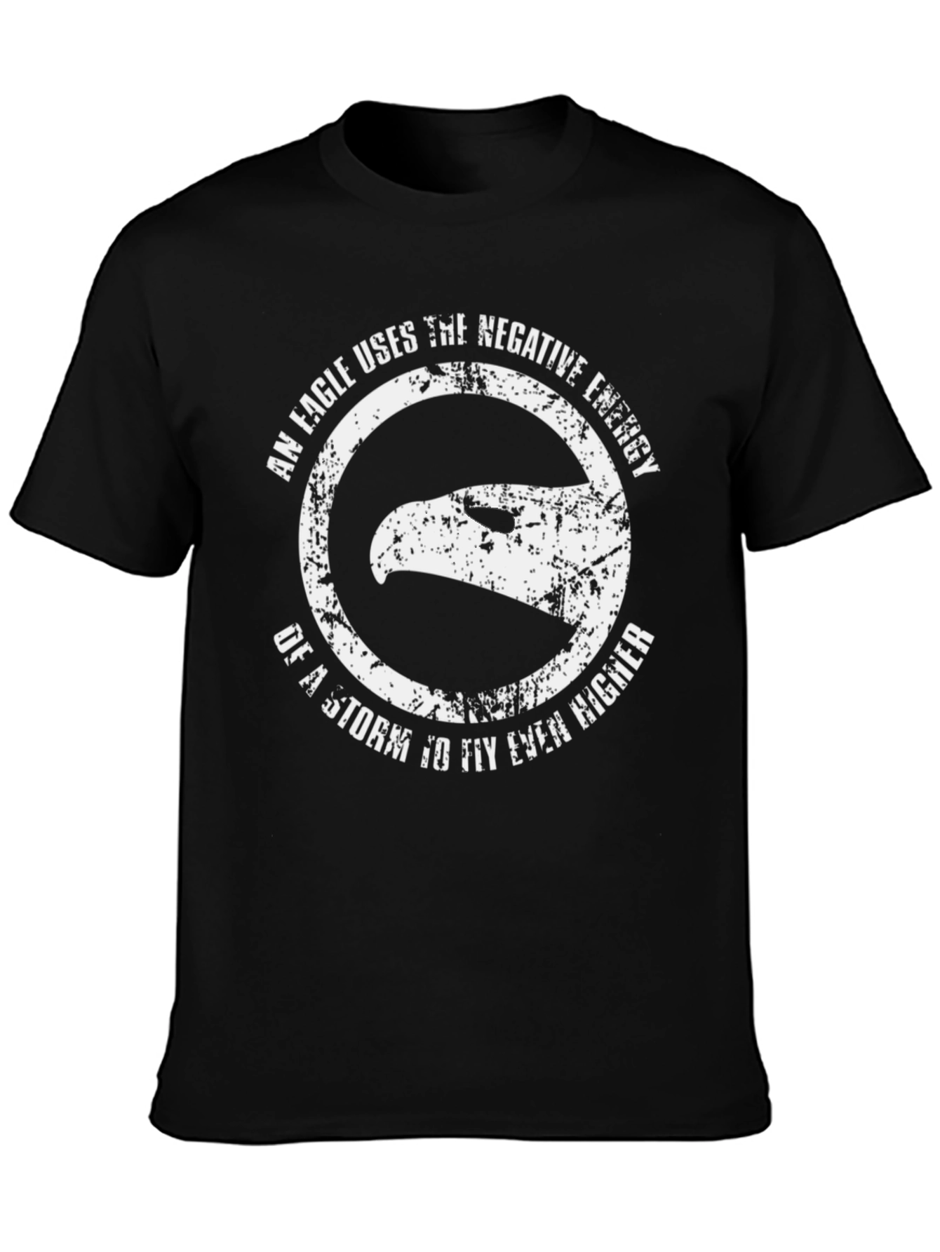 Camiseta Negra con Diseño de Águila Motivacional