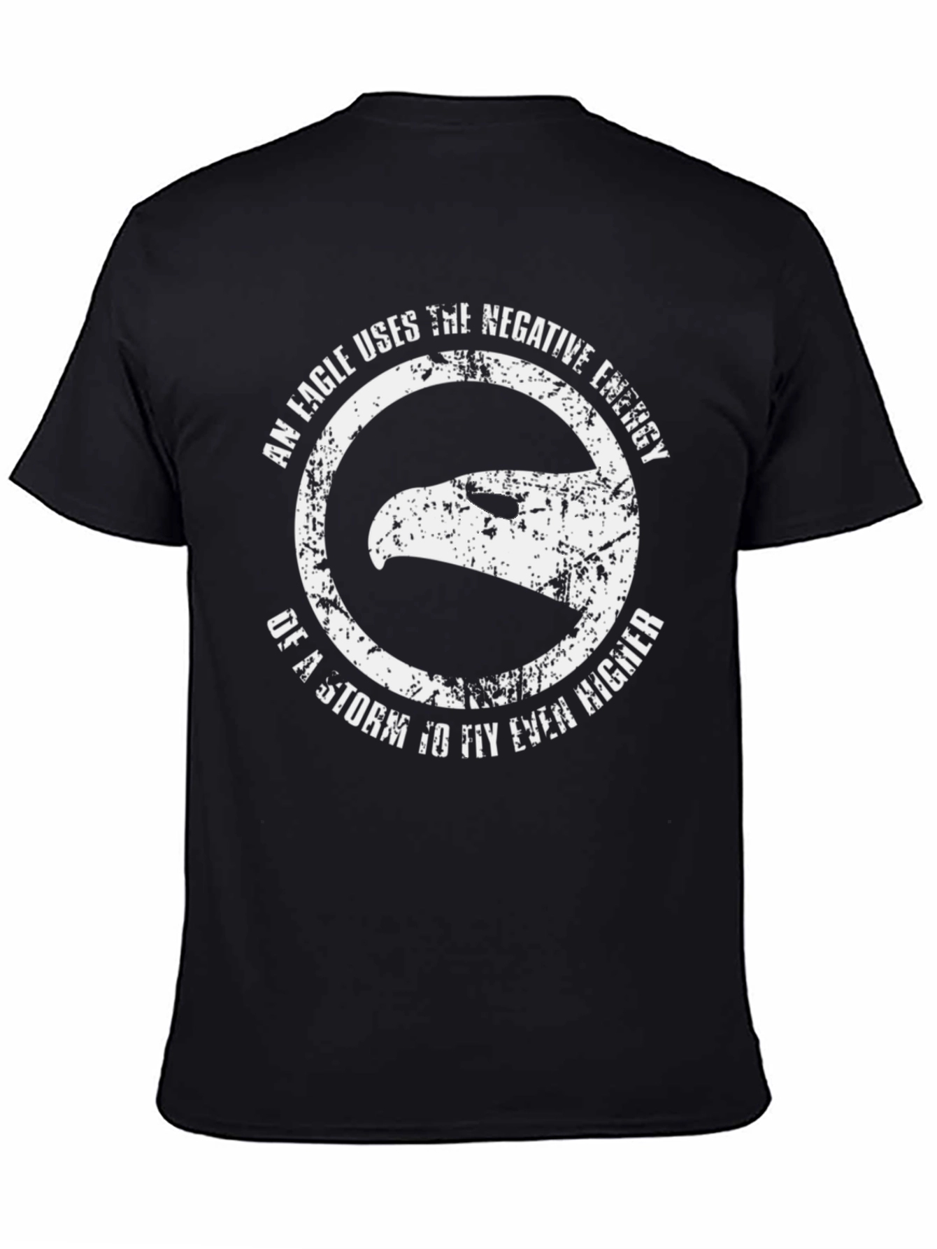 Camiseta Negra con Diseño de Águila Motivacional