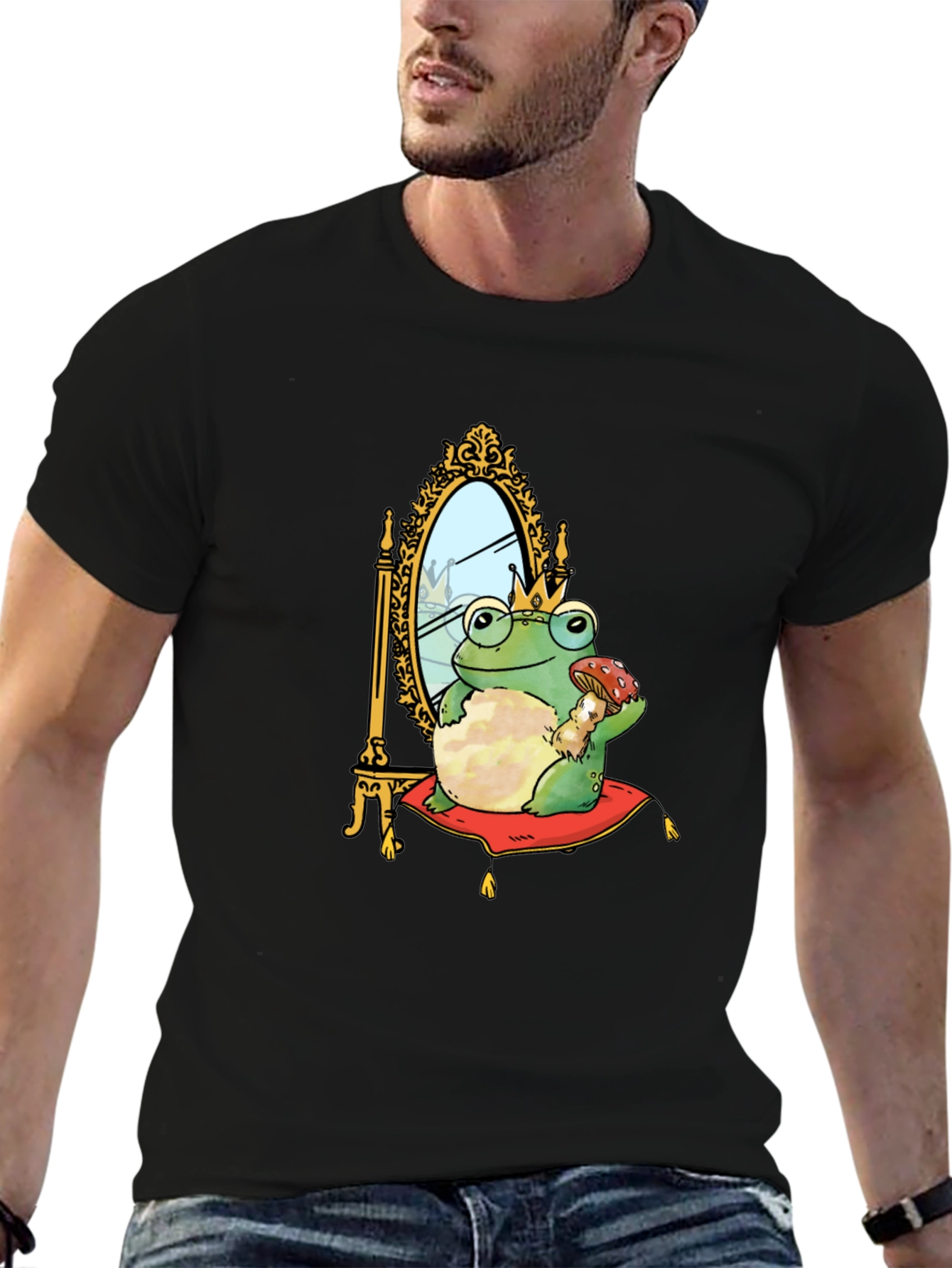 Camiseta Hombre Rana Príncipe Corona Espejo