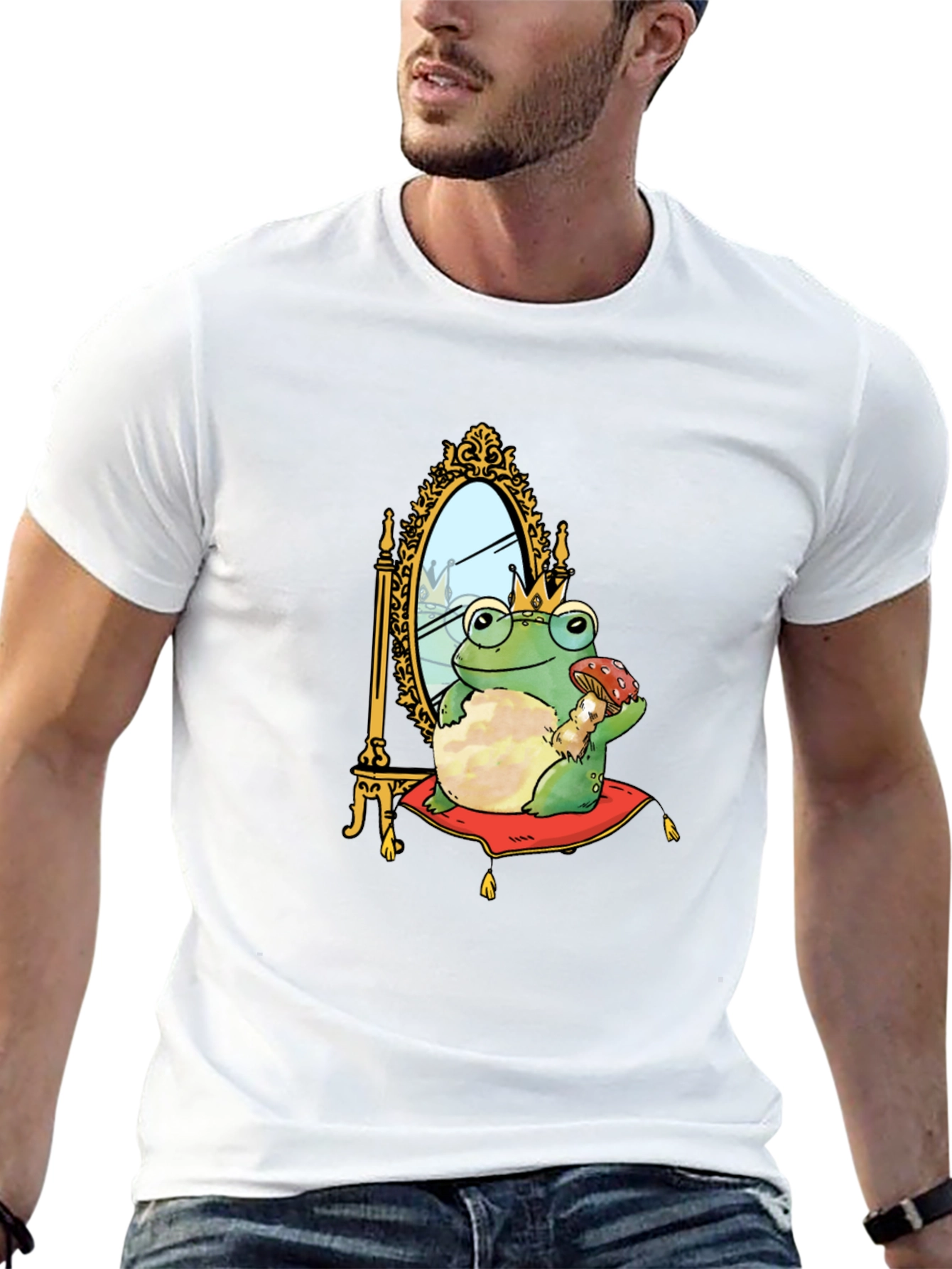 Camiseta Hombre Rana Príncipe Corona Espejo