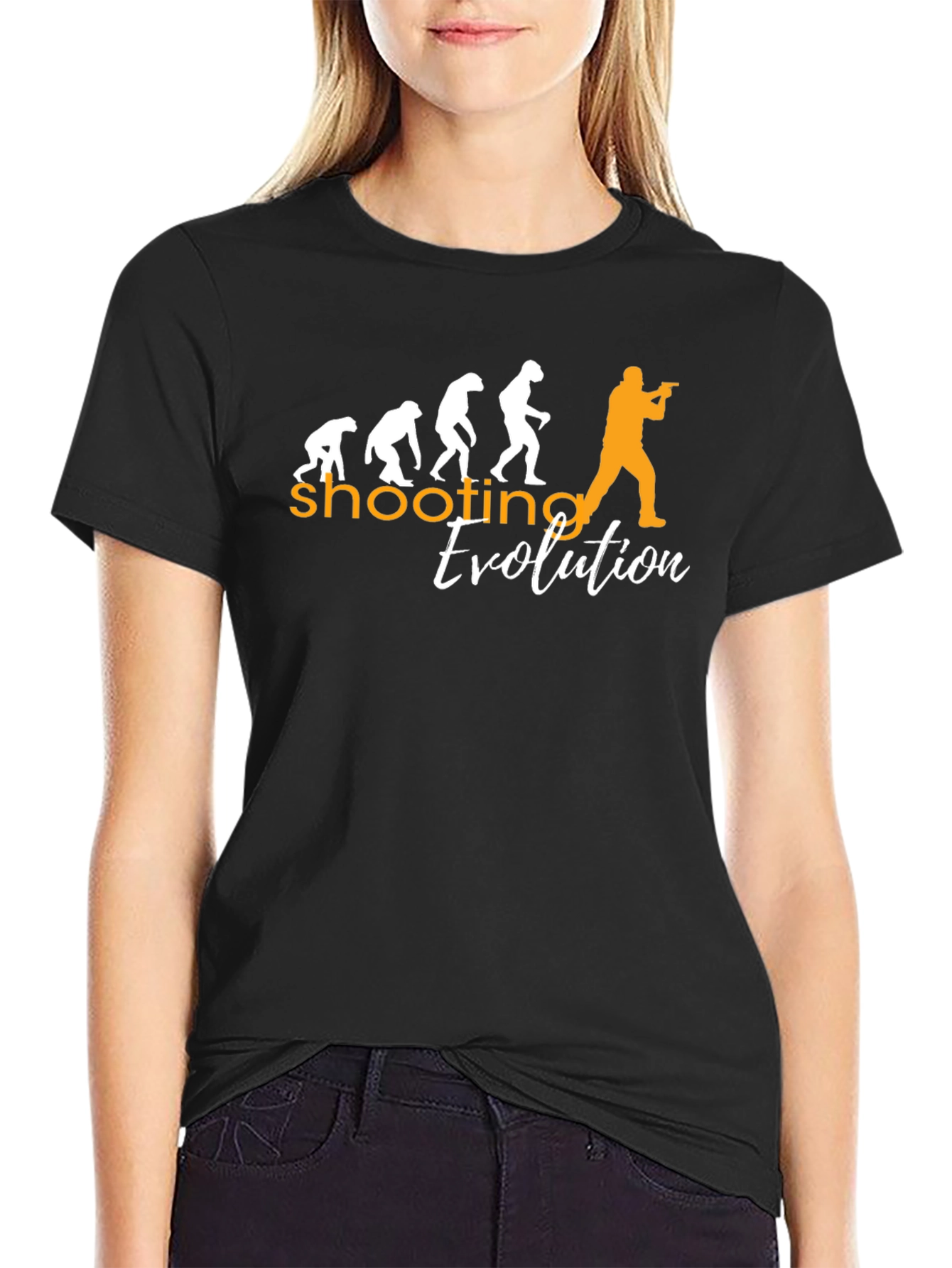Camiseta Negra con Diseño de Evolución del Tiro