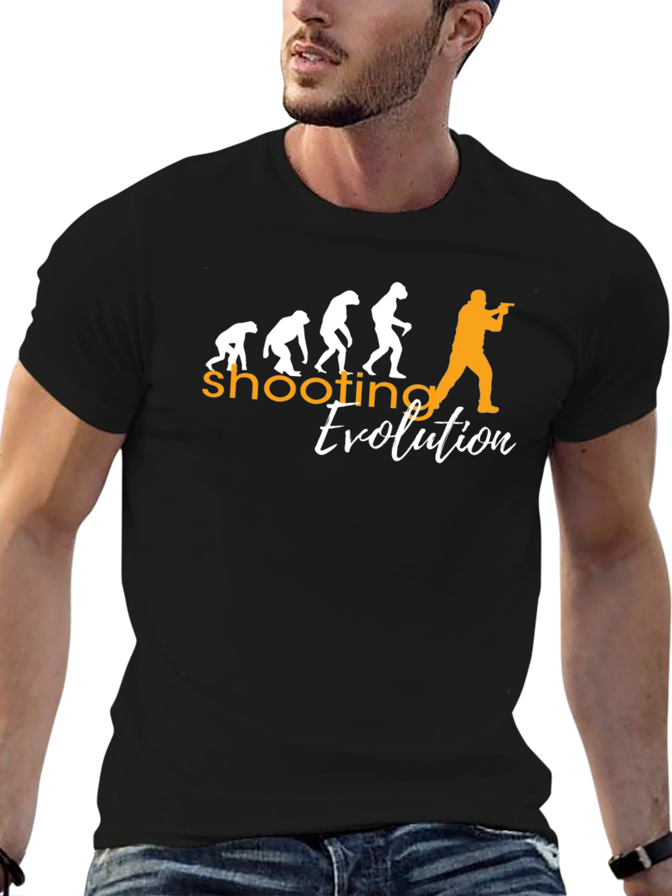 Camiseta Negra con Diseño de Evolución del Tiro