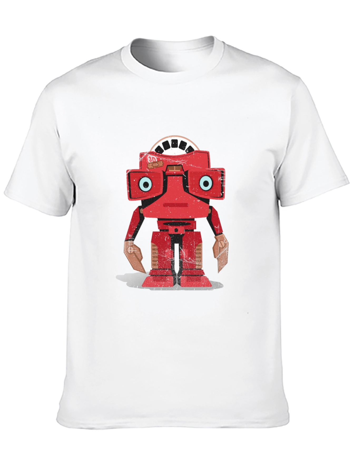 Camiseta Negra con Diseño de Robot Retro