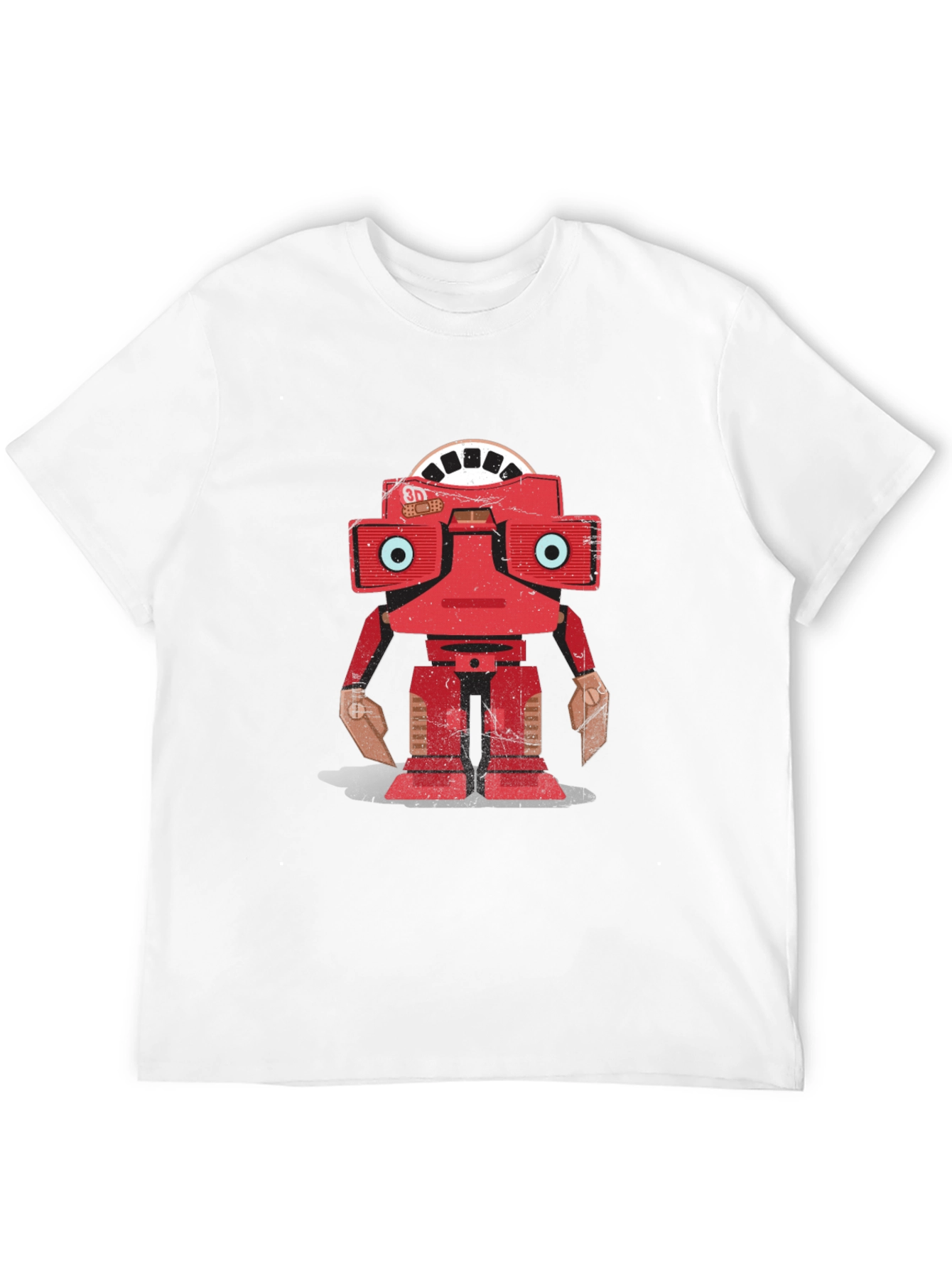 Camiseta Negra con Diseño de Robot Retro