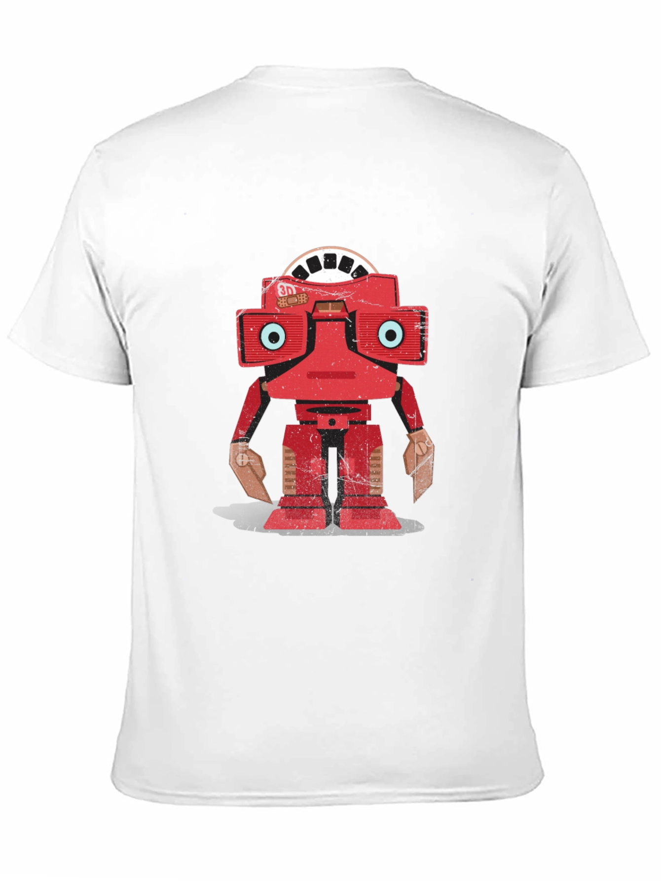 Camiseta Negra con Diseño de Robot Retro