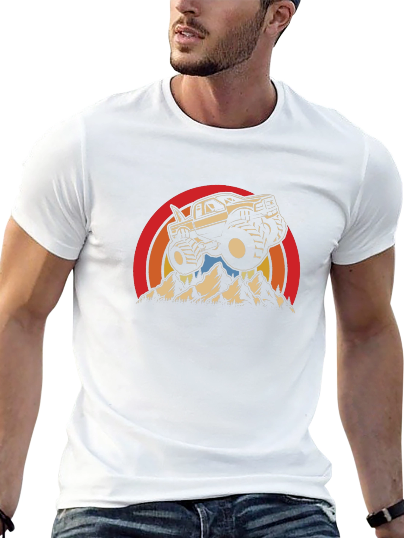Camiseta Negra con Diseño de Camioneta Monstruo Retro
