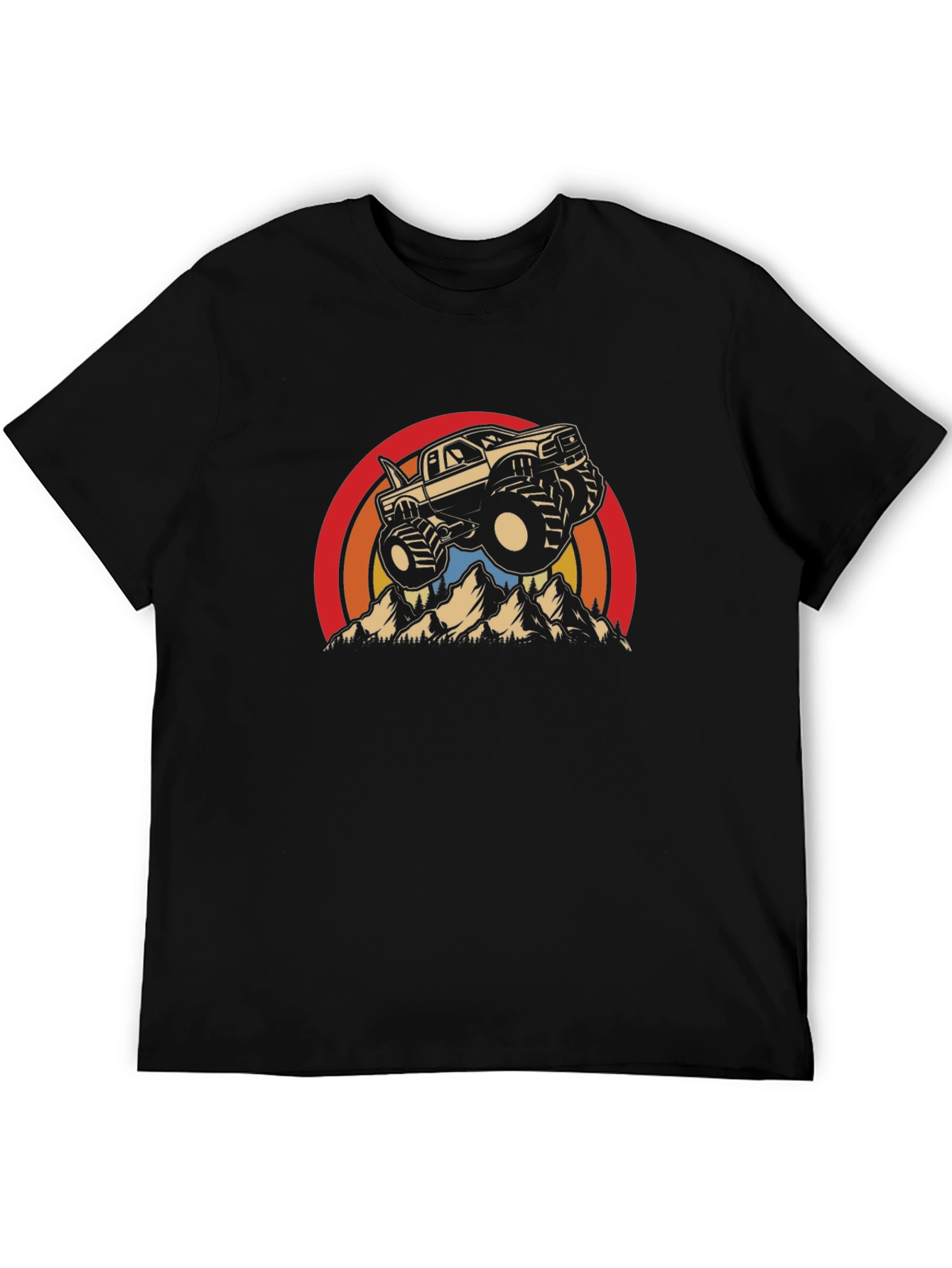Camiseta Negra con Diseño de Camioneta Monstruo Retro