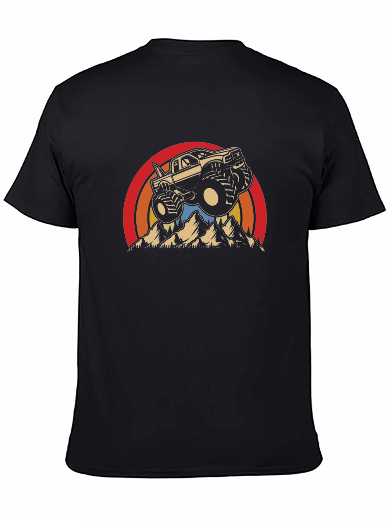 Camiseta Negra con Diseño de Camioneta Monstruo Retro