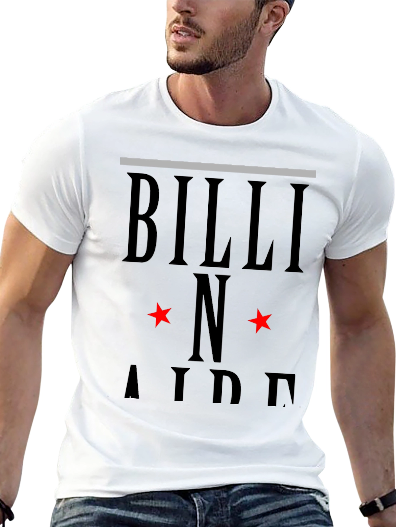Camiseta Negra Billi N Aide Diseño Estrellas